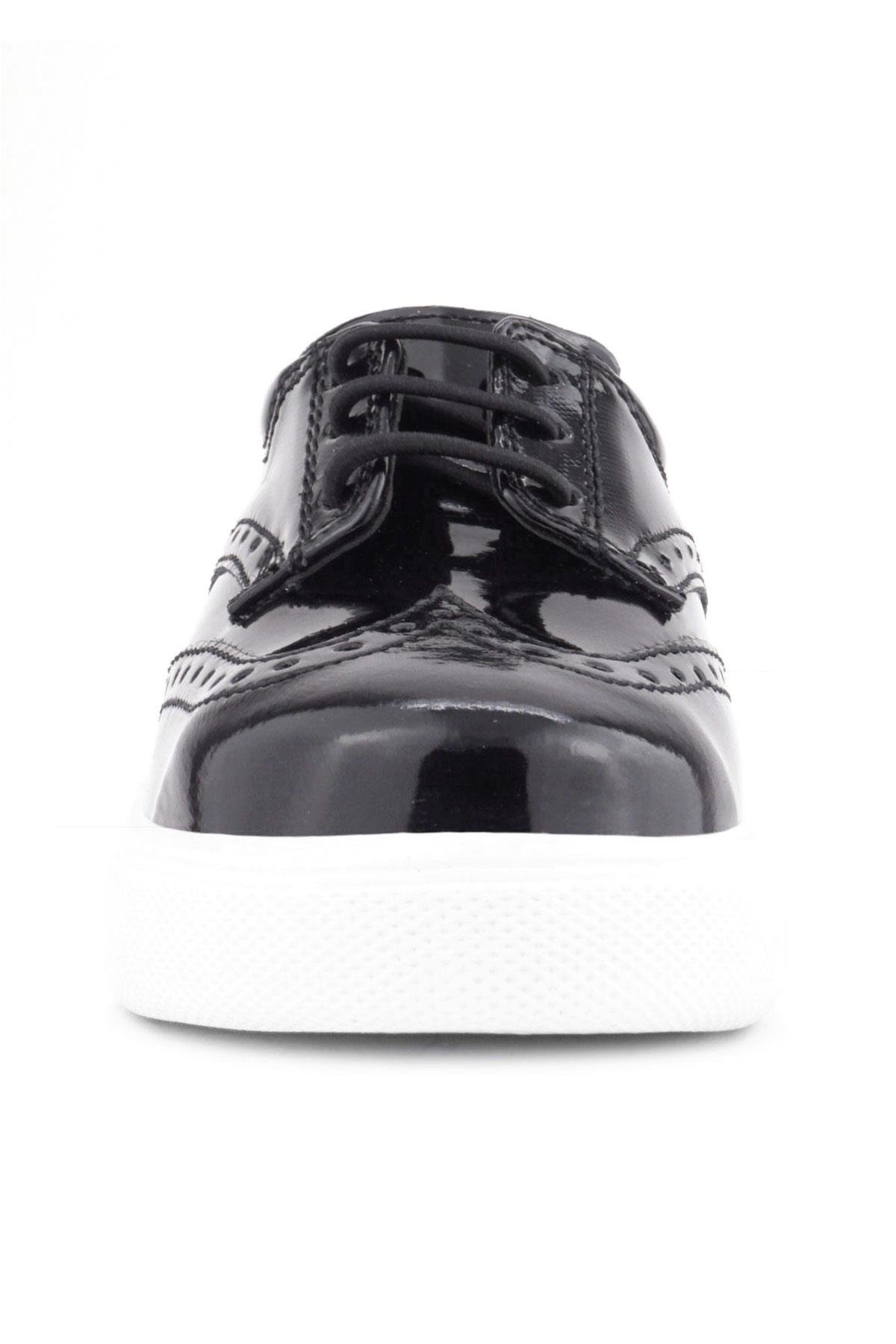 Rakerplus Siyah Rugan Beyaz Taban Oxford Çocuk Klasik Ayakkabı