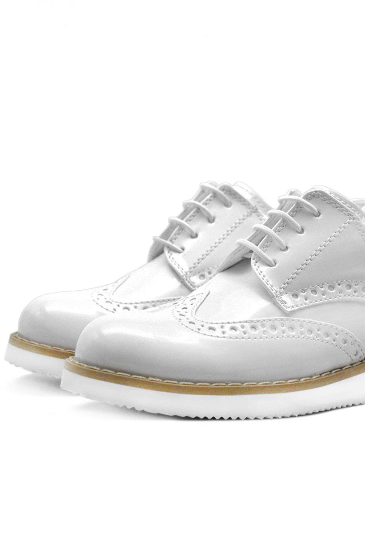 Rakerplus Hidra Beyaz Rugan Bağcıklı Erkek Çocuk Ayakkabı