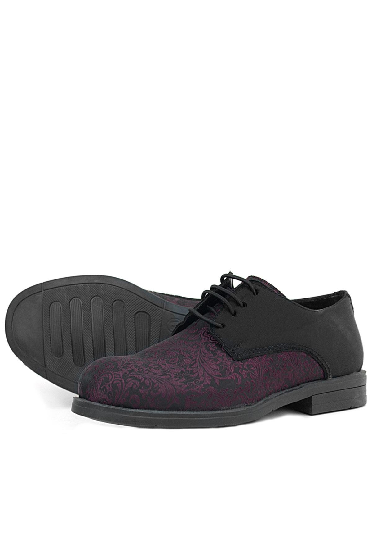 Rakerplus Bordo Siyah Bağcıklı Takım Elbise Klasik Çocuk Ayakkabı