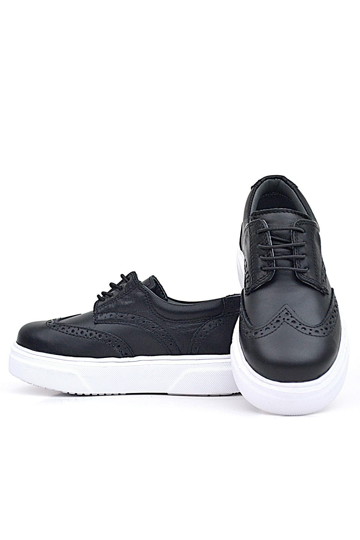 Rakerplus Genuine Leather Black White Sole Oxford Children's Classic Shoes