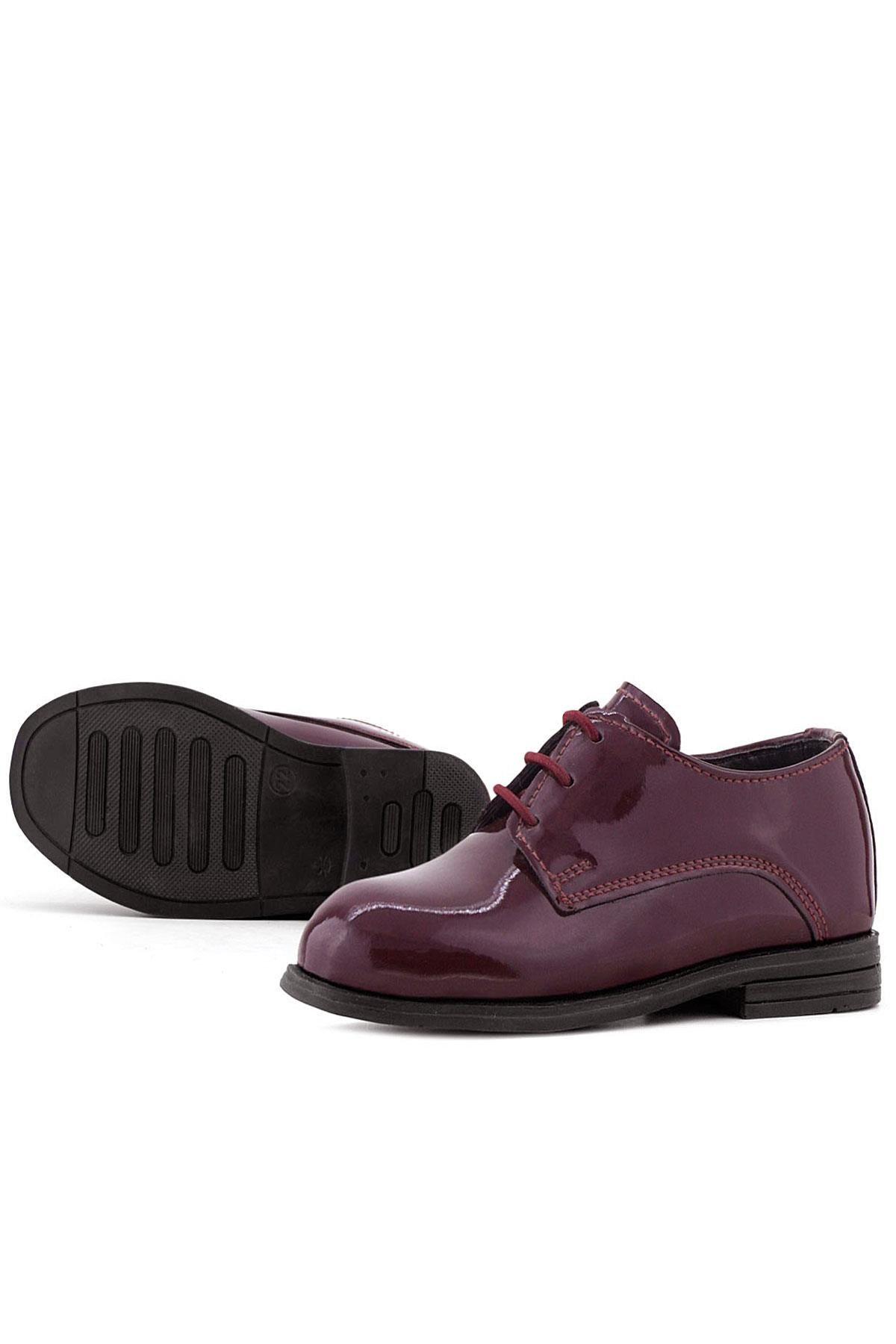 Rakerplus Bordo Rugan Bağcıklı Oxford Çocuk Okul Ayakkabısı