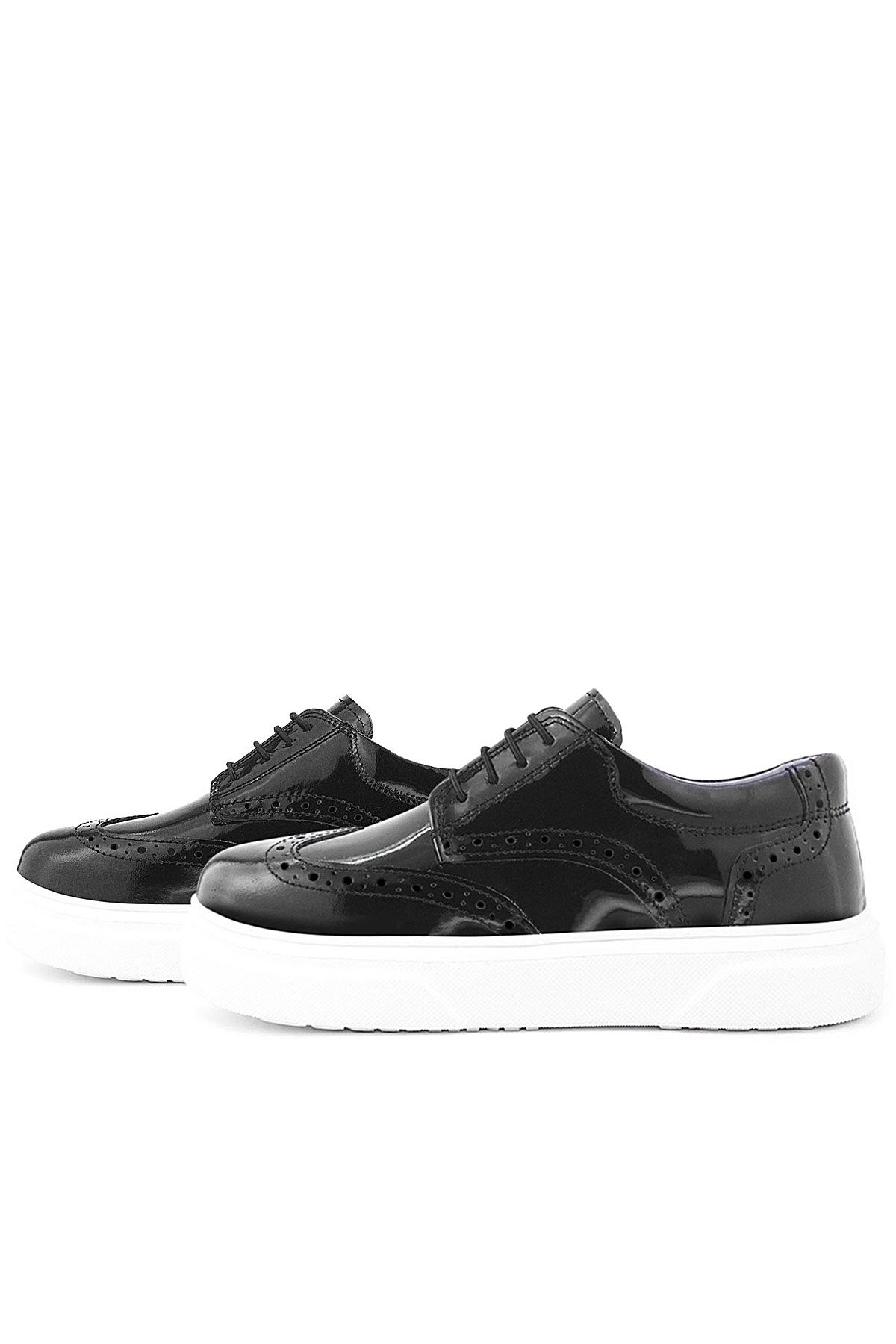 Rakerplus Hakiki Deri Siyah Rugan Oxford Çocuk Klasik Ayakkabı