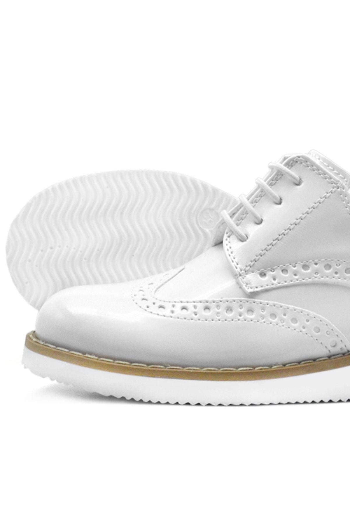 Rakerplus Hidra Beyaz Rugan Bağcıklı Erkek Çocuk Ayakkabı