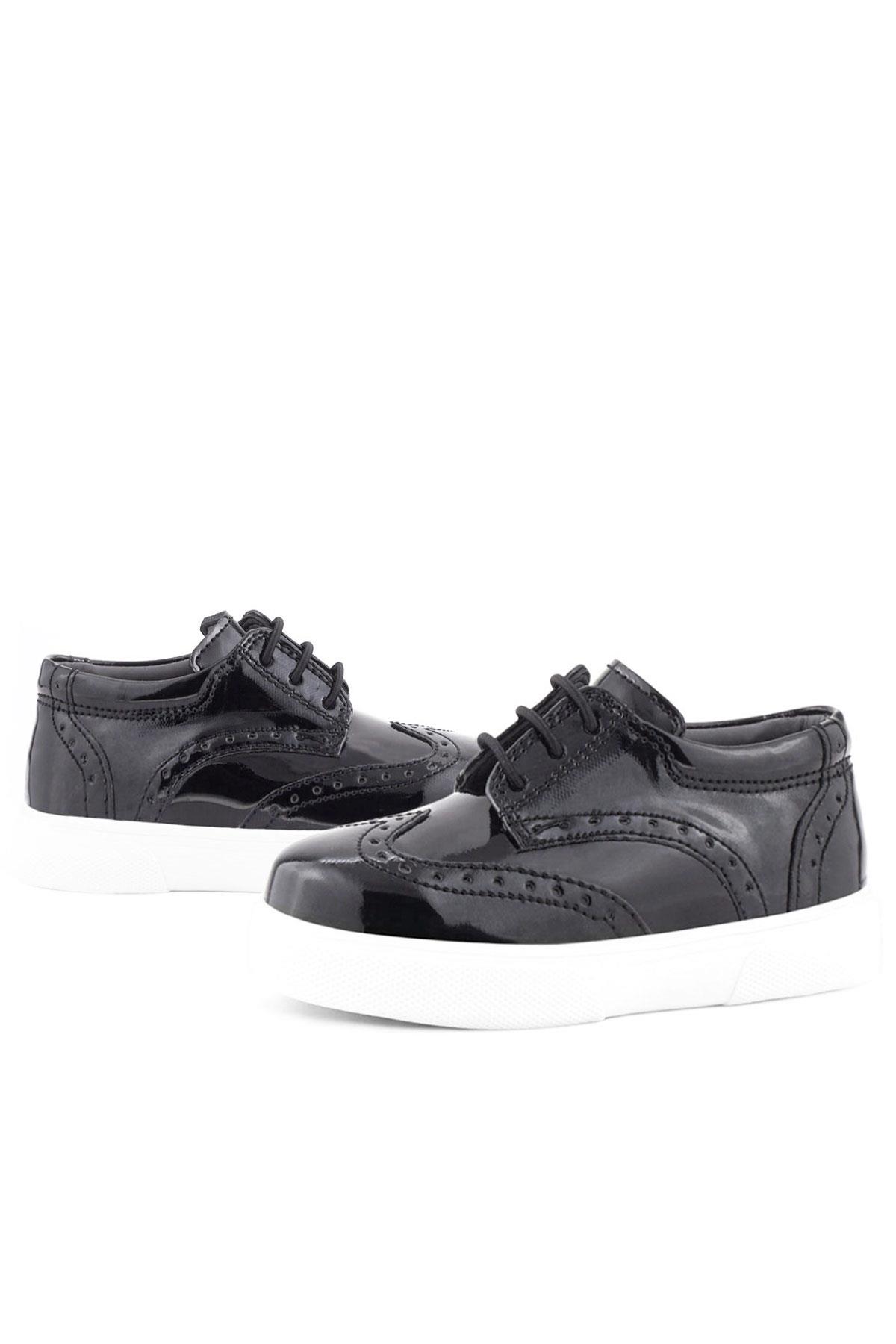 Rakerplus Siyah Rugan Beyaz Taban Oxford Çocuk Klasik Ayakkabı