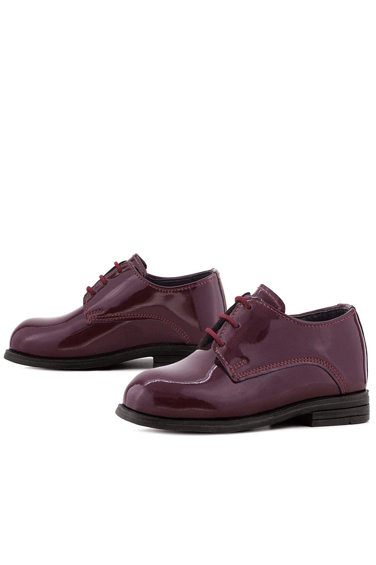 Rakerplus Bordo Rugan Bağcıklı Oxford Çocuk Okul Ayakkabısı