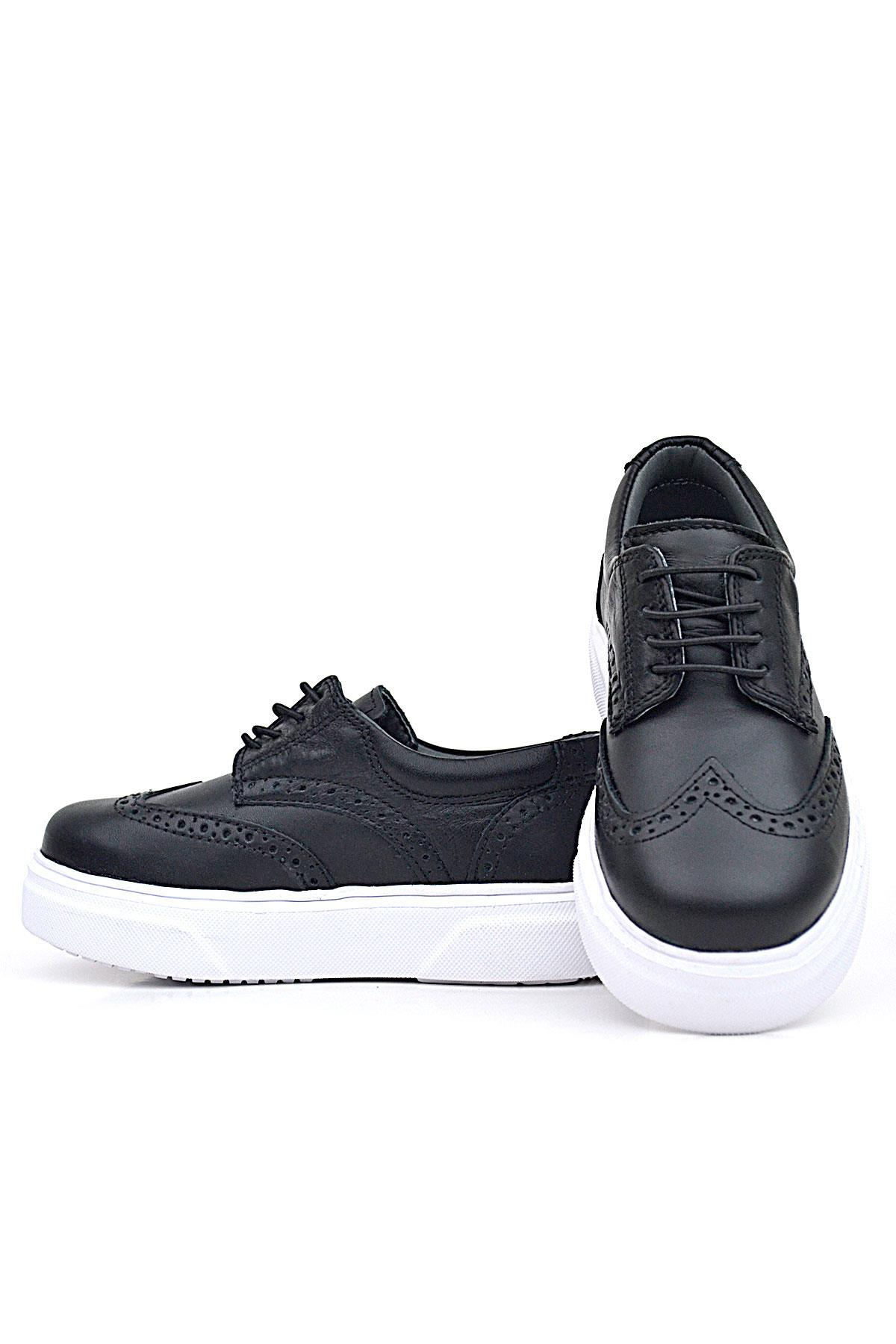 Rakerplus Genuine Leather Black White Sole Oxford Children's Classic Shoes