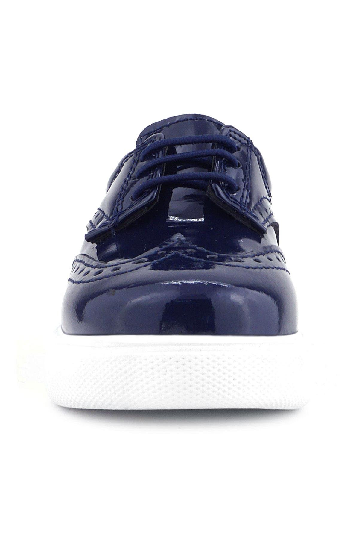Rakerplus Navy Blue Rougan White Sole Oxford Kids Classic Shoes