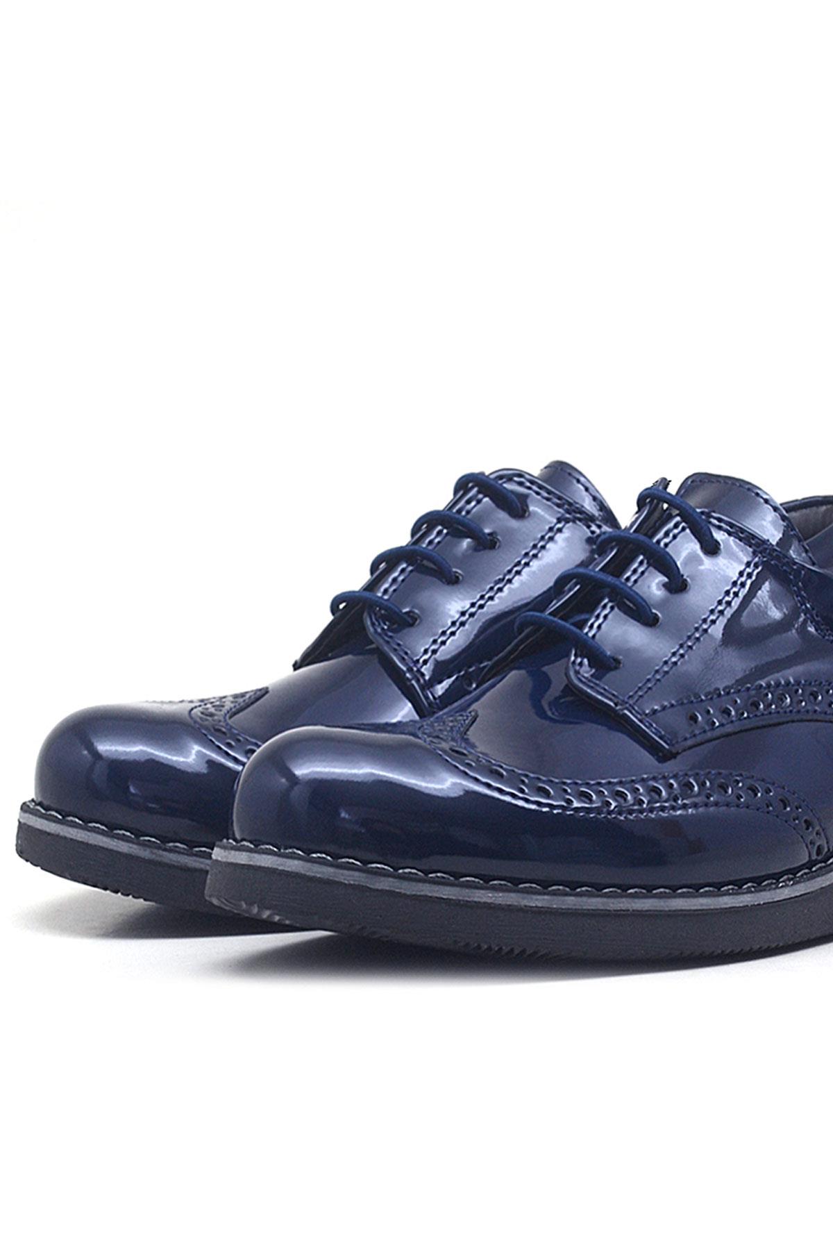 Rakerplus Lacivert Rugan Bağcıklı Klasik Erkek Çocuk Ayakkabı