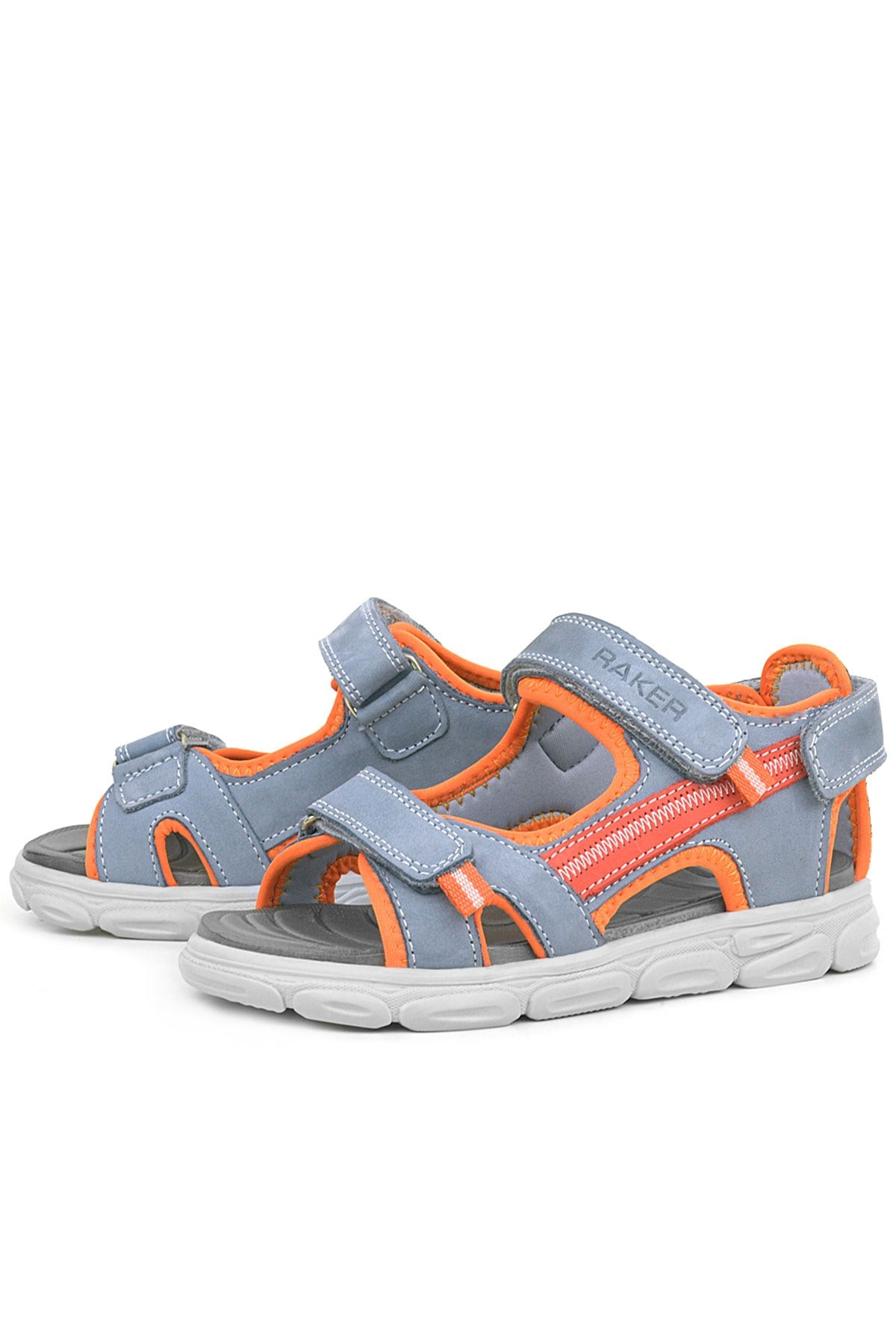 Genuine Leather Grey Orange Kids Sandals