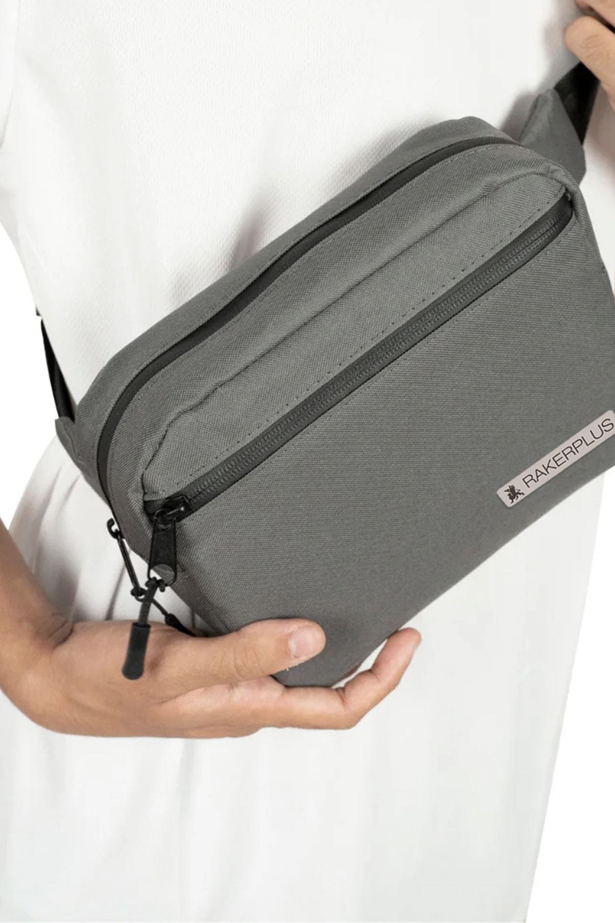 Rakerplus Gri Unisex Minimal 21x15x5 cm Bel ve Göğüs Çantası RC-0001-GR