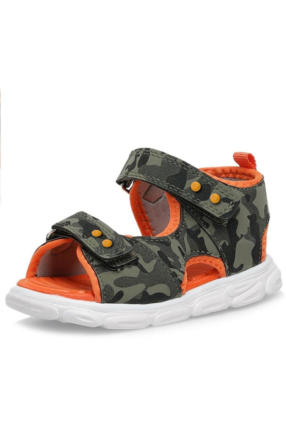Rakerplus Haki Kamuflaj Desenli Metal Detaylı Cırtlı Bebek Sandalet Ayakkabı 10357-HKDT.25