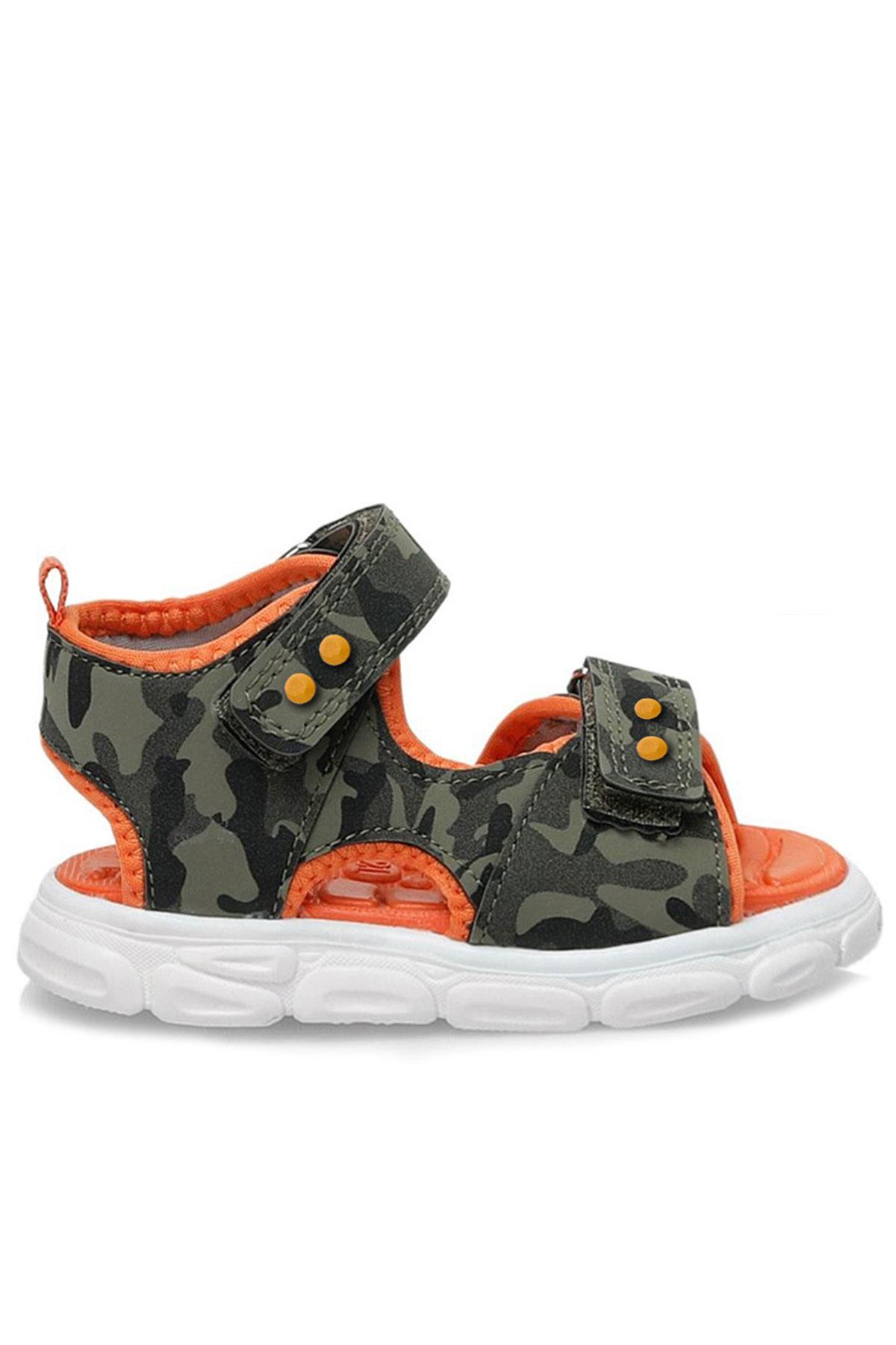 Rakerplus Haki Kamuflaj Desenli Metal Detaylı Cırtlı Bebek Sandalet Ayakkabı 10357-HKDT.25