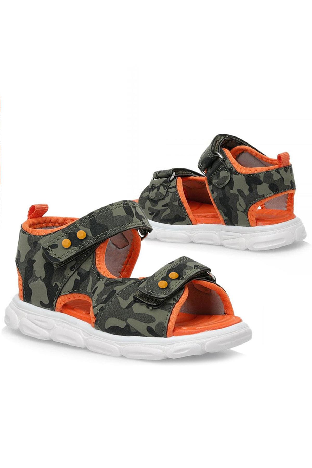 Rakerplus Haki Kamuflaj Desenli Metal Detaylı Cırtlı Bebek Sandalet Ayakkabı 10357-HKDT.25