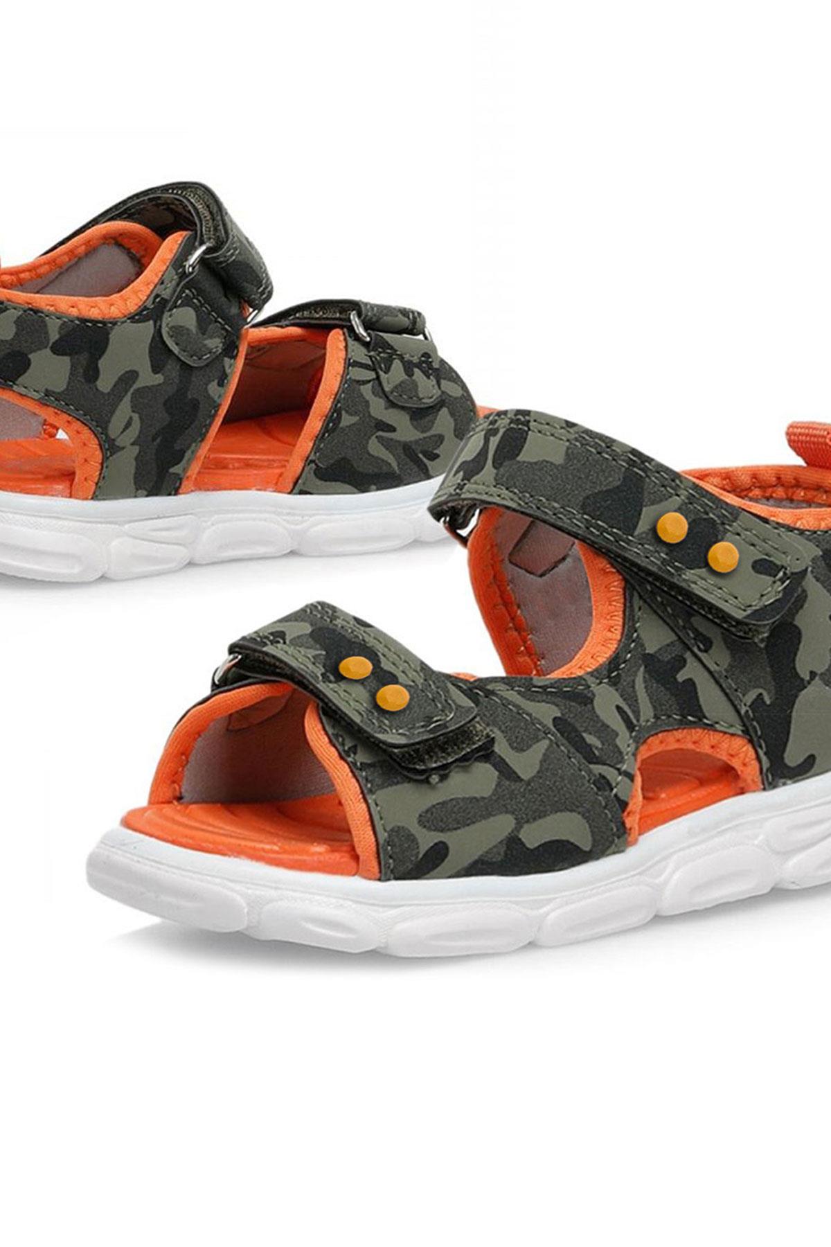 Rakerplus Haki Kamuflaj Desenli Metal Detaylı Cırtlı Bebek Sandalet Ayakkabı 10357-HKDT.25