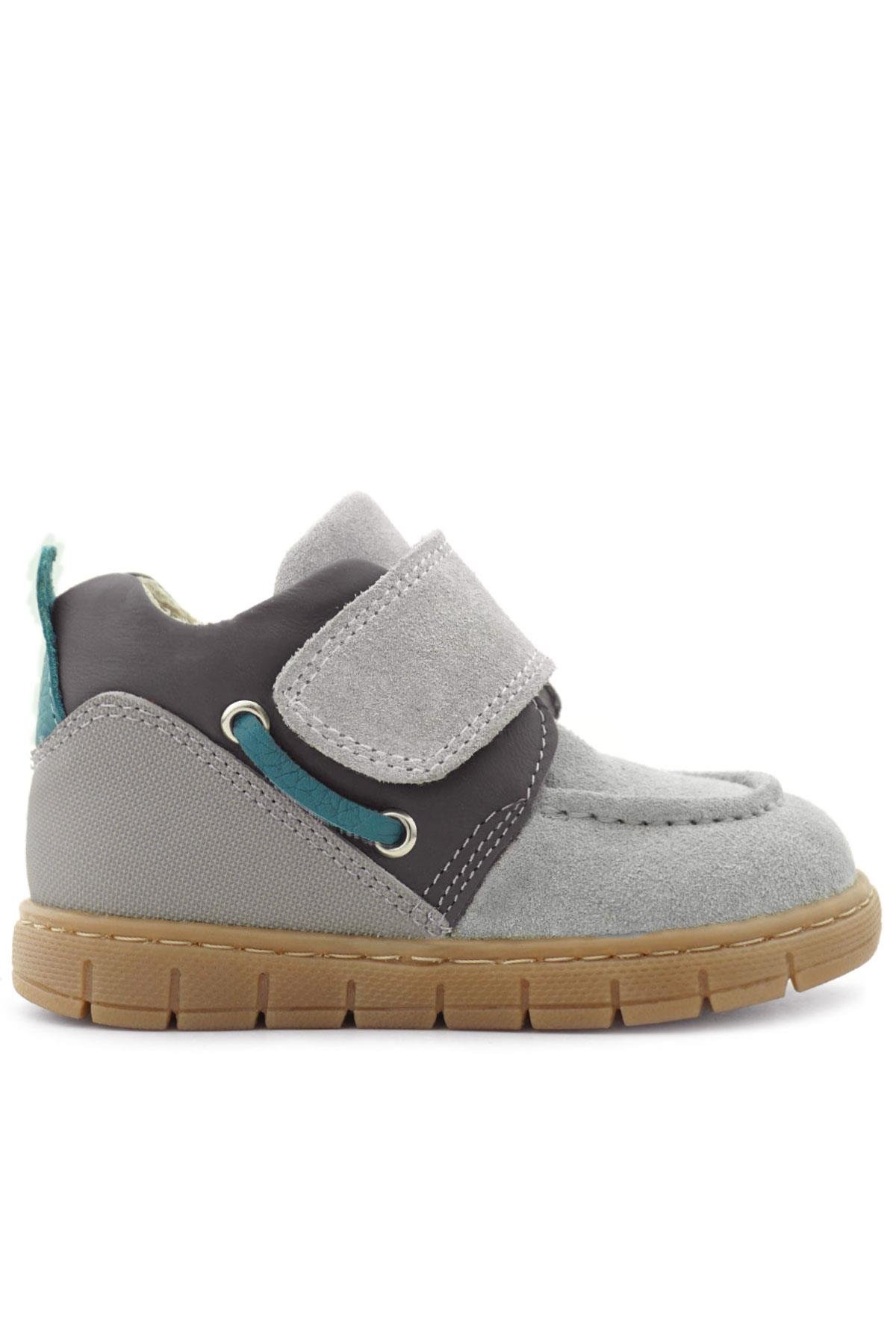 Rakerplus Hakiki Deri Açık Gri Mavi Cırt Cırtlı Bebek Bot R940-GGM.25