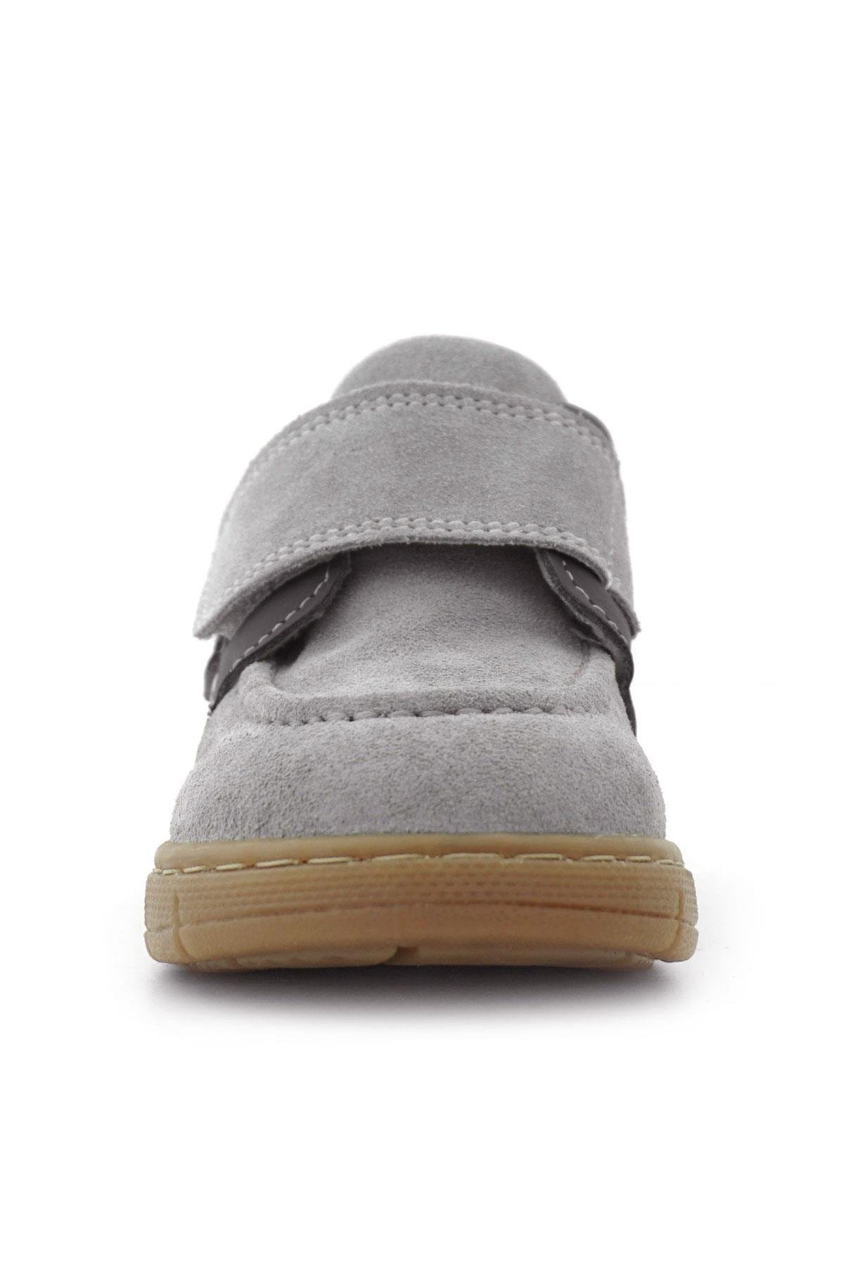 Rakerplus Hakiki Deri Açık Gri Mavi Cırt Cırtlı Bebek Bot R940-GGM.25