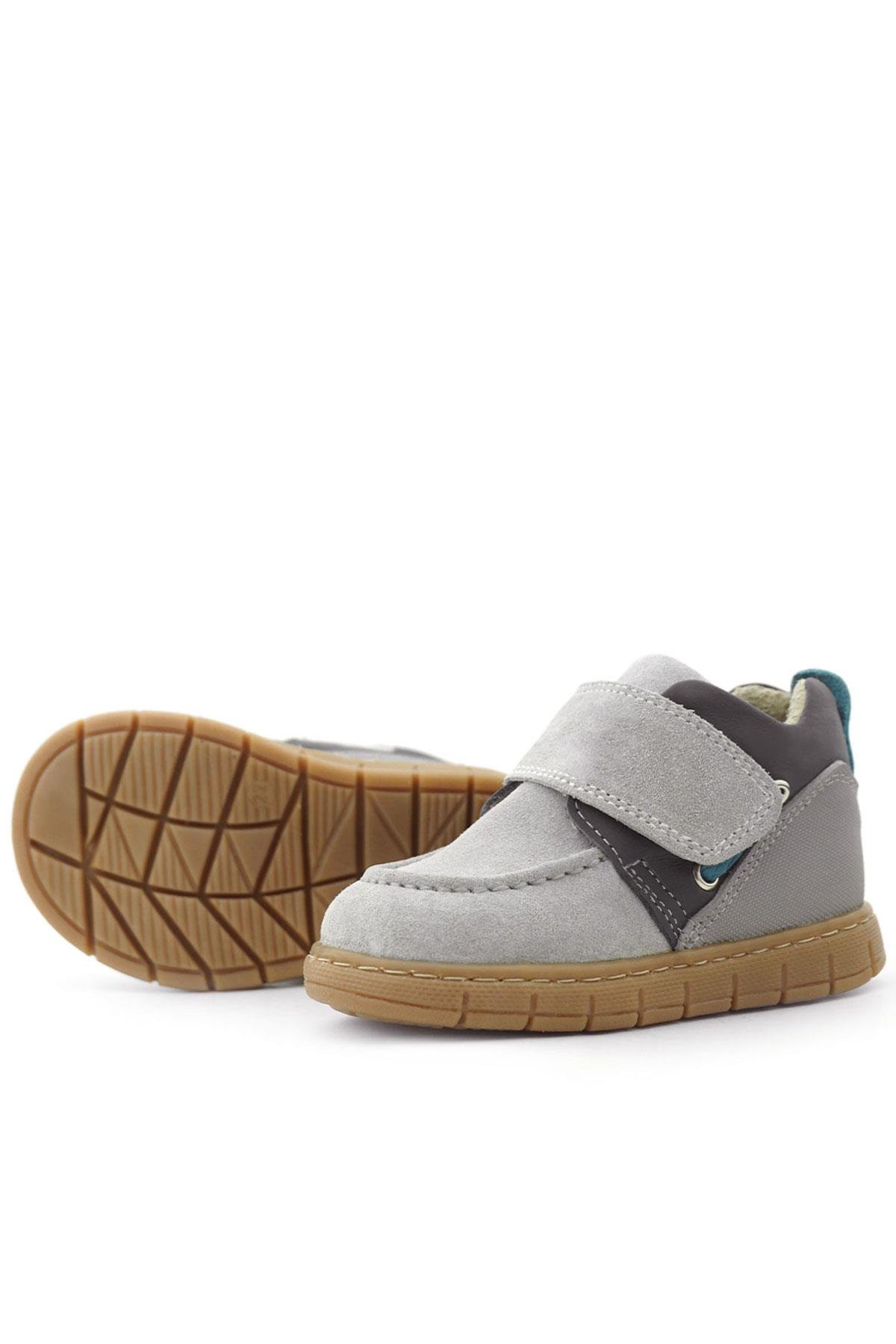 Rakerplus Hakiki Deri Açık Gri Mavi Cırt Cırtlı Bebek Bot R940-GGM.25