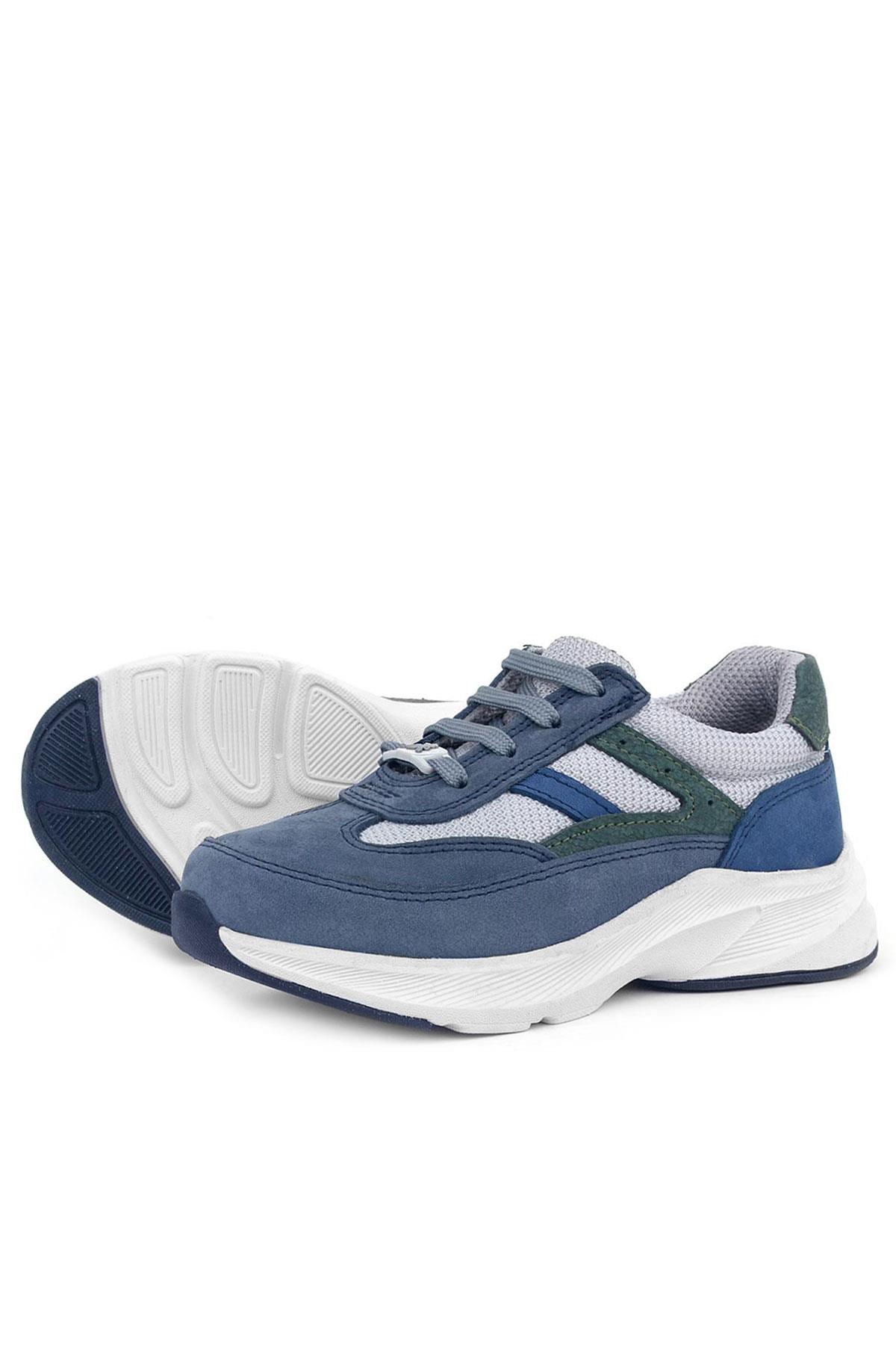 Rakerplus Genuine Leather Anatomic Blue Laced Up Extra Light Sole Kids Sports Shoes 3804-MGY.31