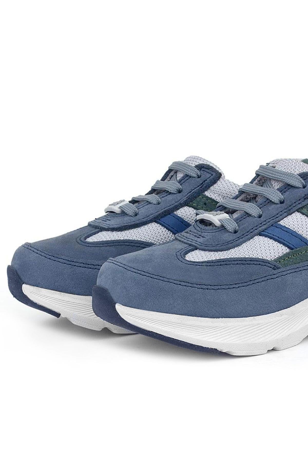 Rakerplus Genuine Leather Anatomic Blue Laced Up Extra Light Sole Kids Sports Shoes 3804-MGY.31