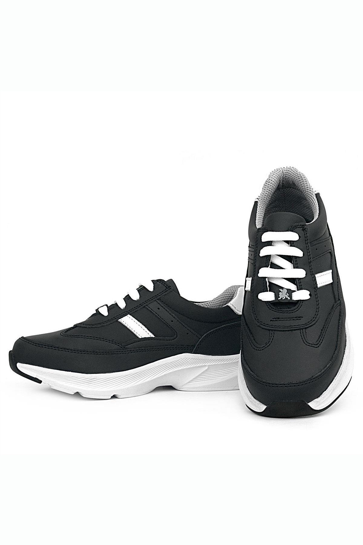 Rakerplus Genuine Leather Anatomic Black White Laced Up Kids Sports Shoes 3804-SC.26