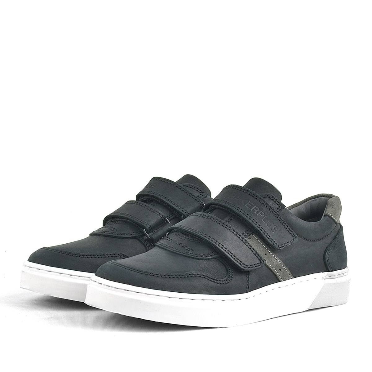 Rakerplus Genuine Leather Velcro Black Boys Sports Shoes