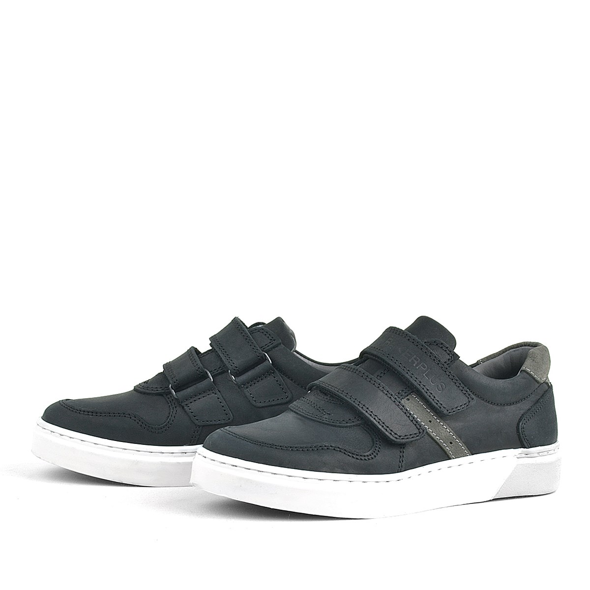 Rakerplus Genuine Leather Velcro Black Boys Sports Shoes