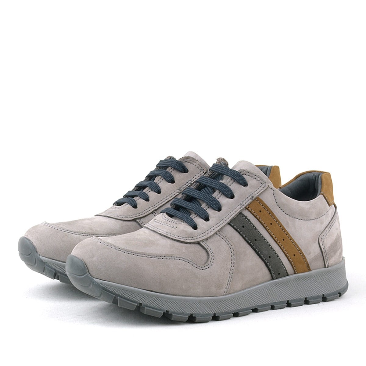 Rakerplus Genuine Leather Gray Tan Boys Sports Shoes