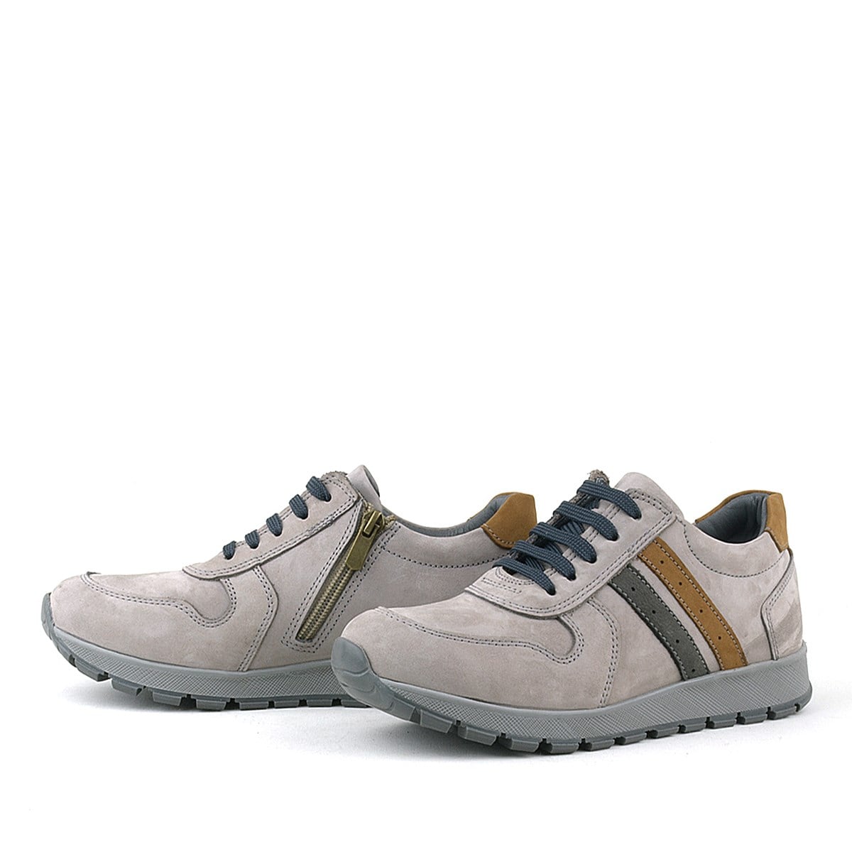 Rakerplus Genuine Leather Gray Tan Boys Sports Shoes