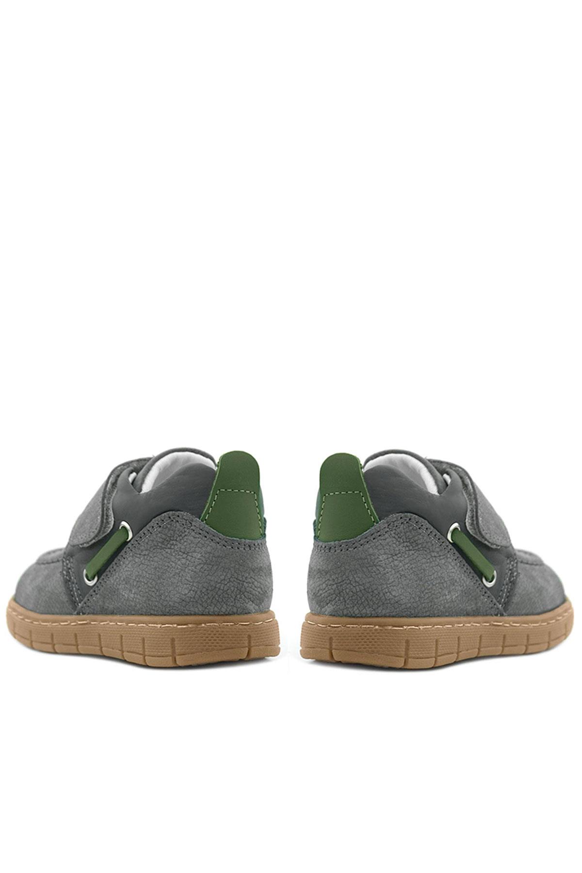 Rakerplus Hakiki Deri Gri Yeşil Cırt Cırtlı Bebek Bot R940-GRY.25
