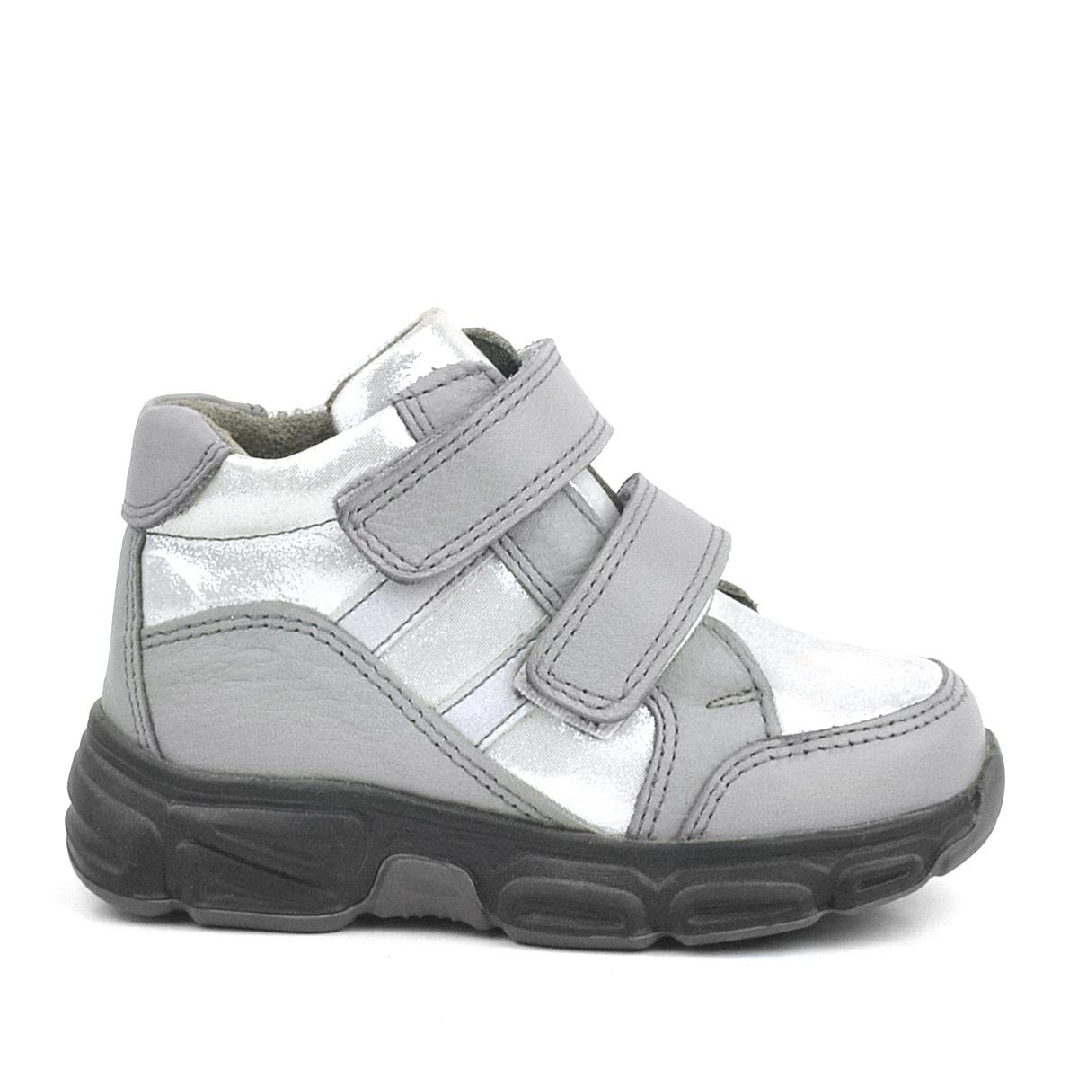 Rakerplus Hakiki Deri Gümüş Simli Cırtlı Kız Bebek Bot Ayakkabı