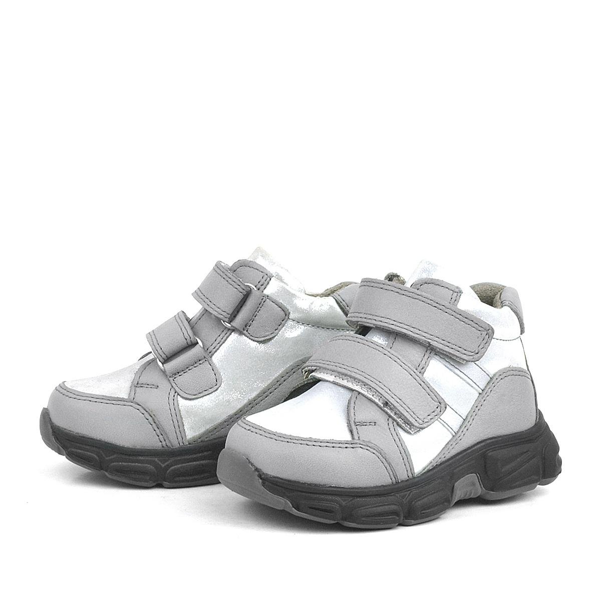 Rakerplus Hakiki Deri Gümüş Simli Cırtlı Kız Bebek Bot Ayakkabı