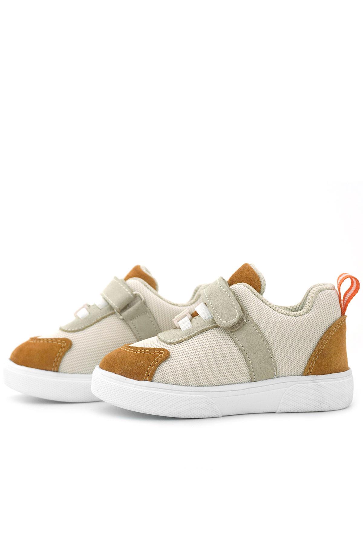 Rakerplus Hakiki Deri Krem Taba Cırtlı Bebek Ayakkabı 4603-KRTA-DERI.25