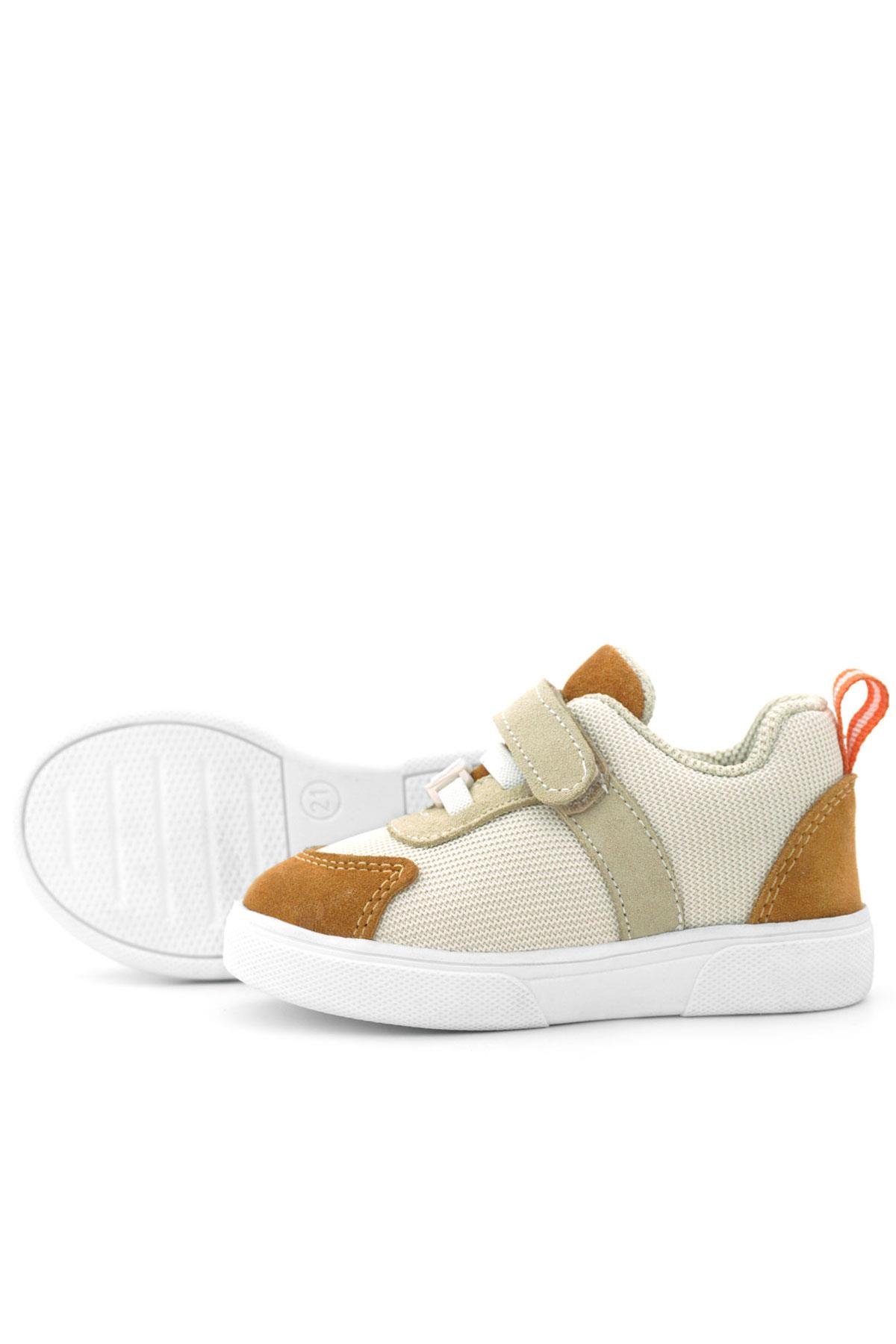 Rakerplus Hakiki Deri Krem Taba Cırtlı Bebek Ayakkabı 4603-KRTA-DERI.25