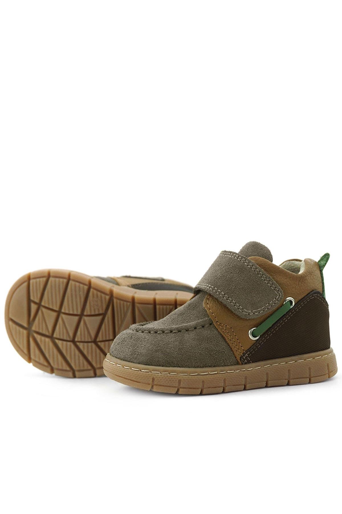 Rakerplus Hakiki Deri Kum Kahve Cırt Cırtlı Bebek Bot R940-KMK.25