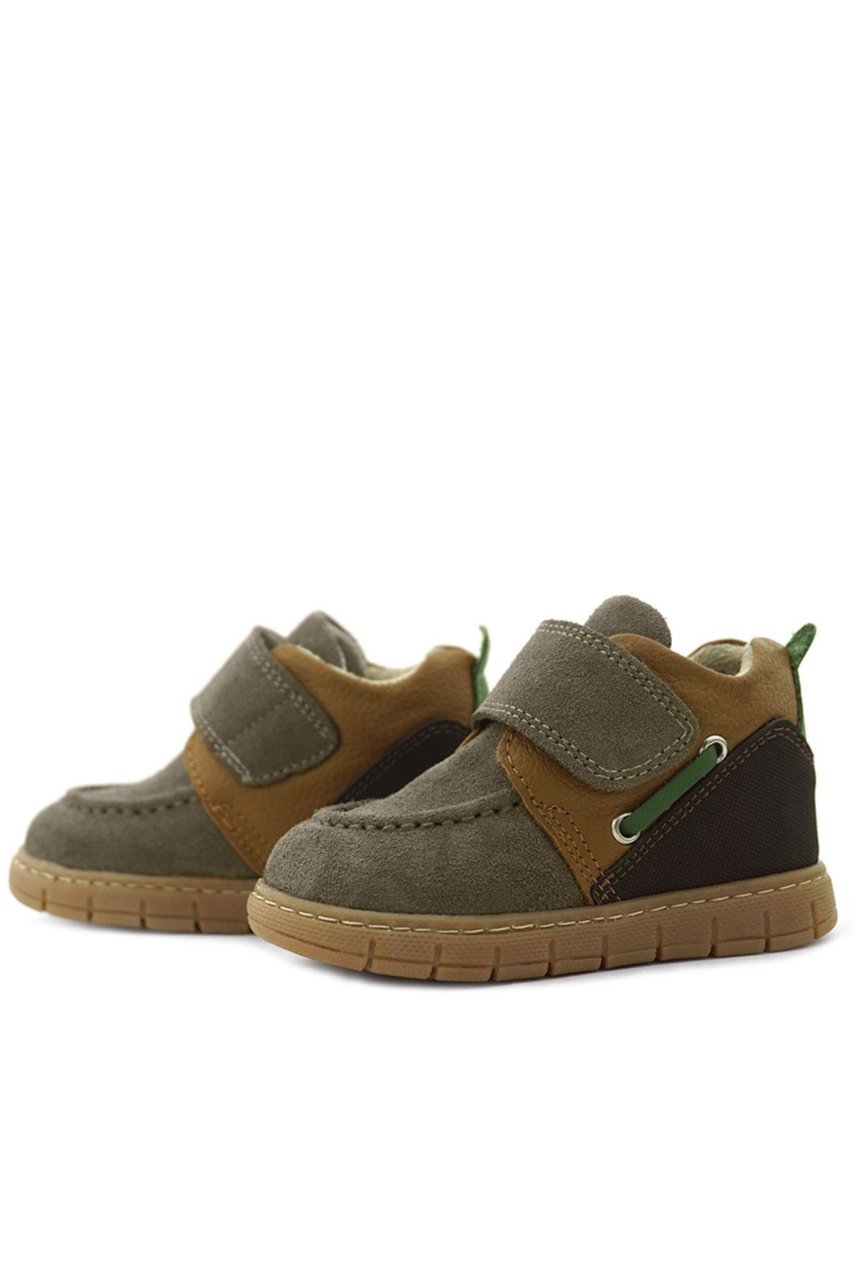 Rakerplus Hakiki Deri Kum Kahve Cırt Cırtlı Bebek Bot R940-KMK.25