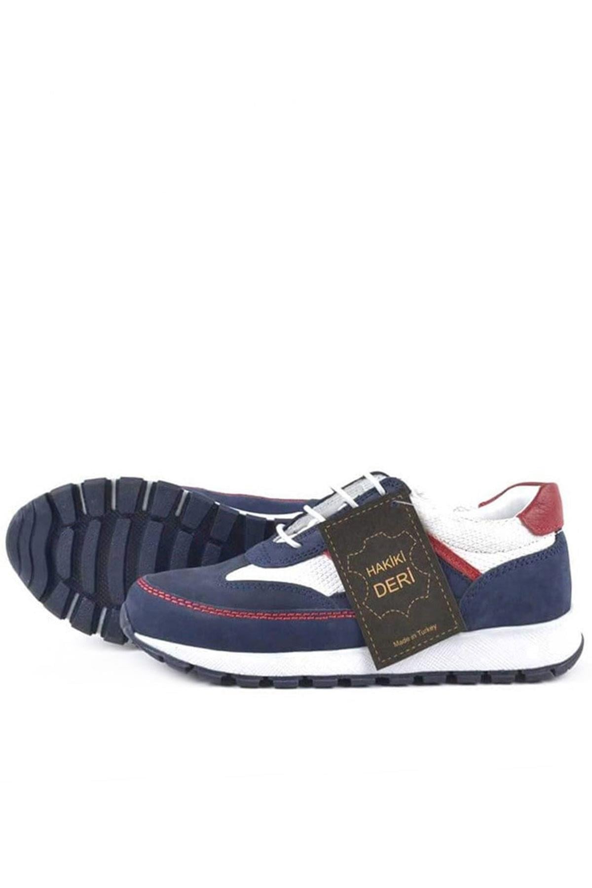 Rakerplus Genuine Leather Lace Up Navy Blue Children's Sports School Shoes 3800-LK-DERI.26