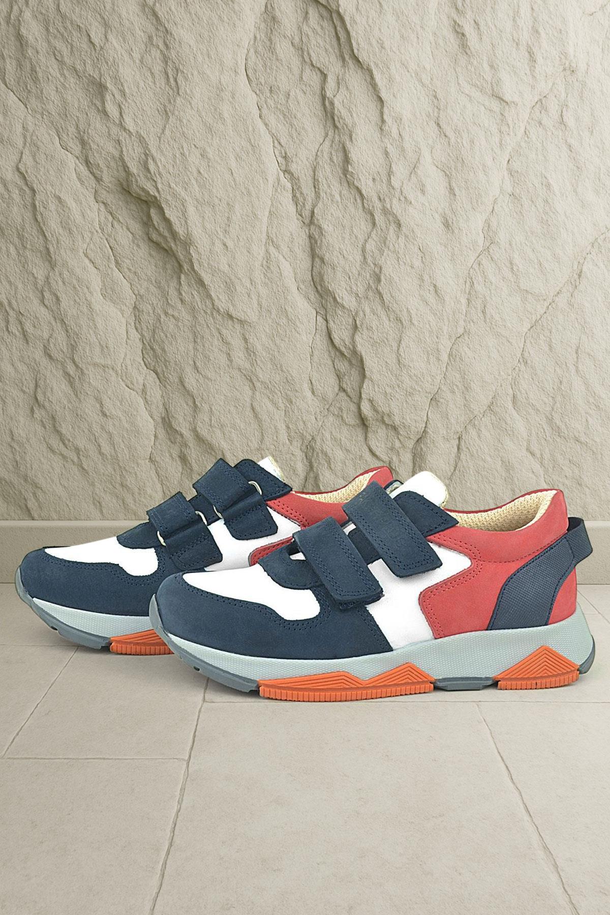 Rakerplus Genuine Leather Navy Blue Kids Sneakers Sports Shoes 3880-LKB.26