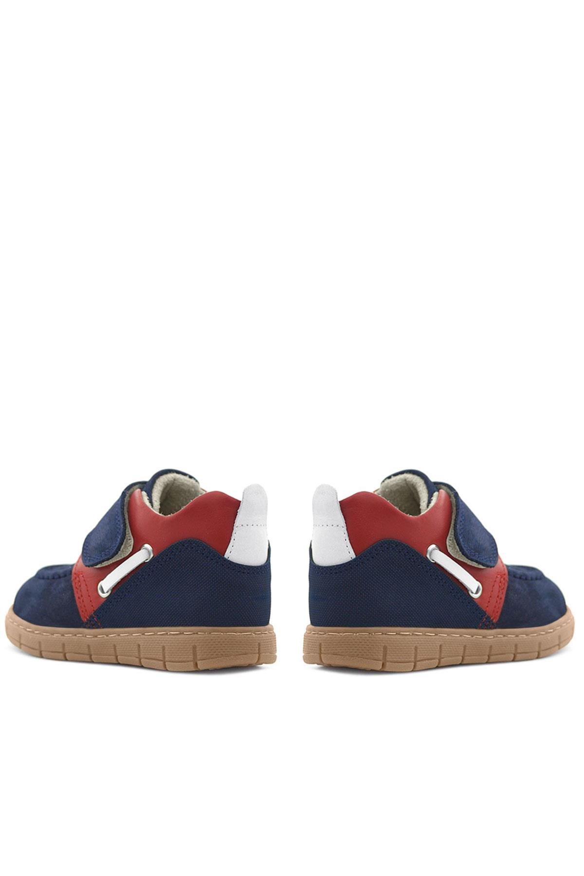 Rakerplus Hakiki Deri Lacivert Kırmızı Cırt Cırtlı Bebek Bot R940-LK.25