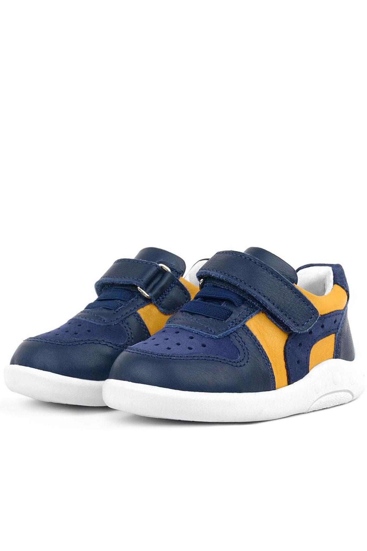 Rakerplus Genuine Leather Navy Blue Yellow Anatomic Baby Sports Shoes R800-LSA.19