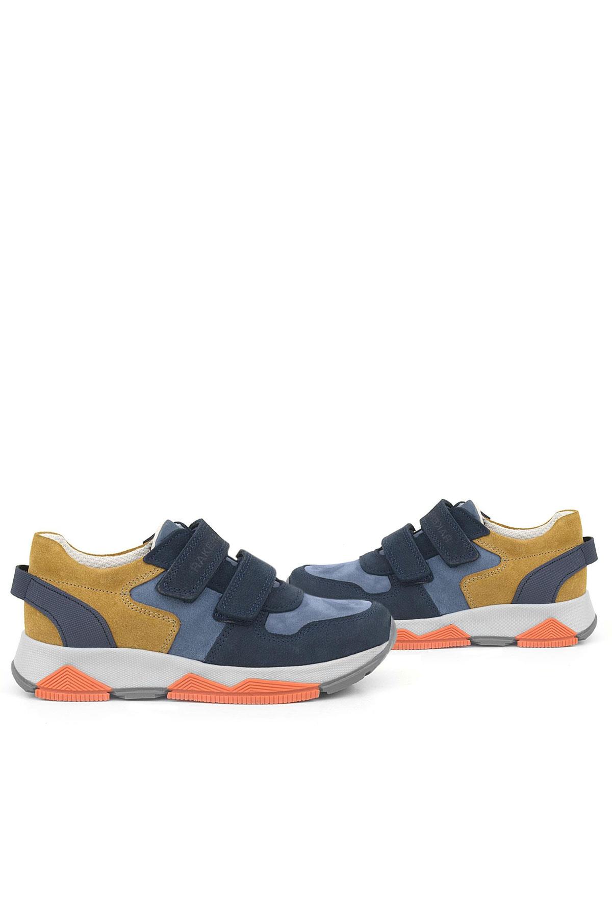 Rakerplus Genuine Leather Navy Blue Tan Color Kids Sneakers Sports Shoes 3880-LMTA.31