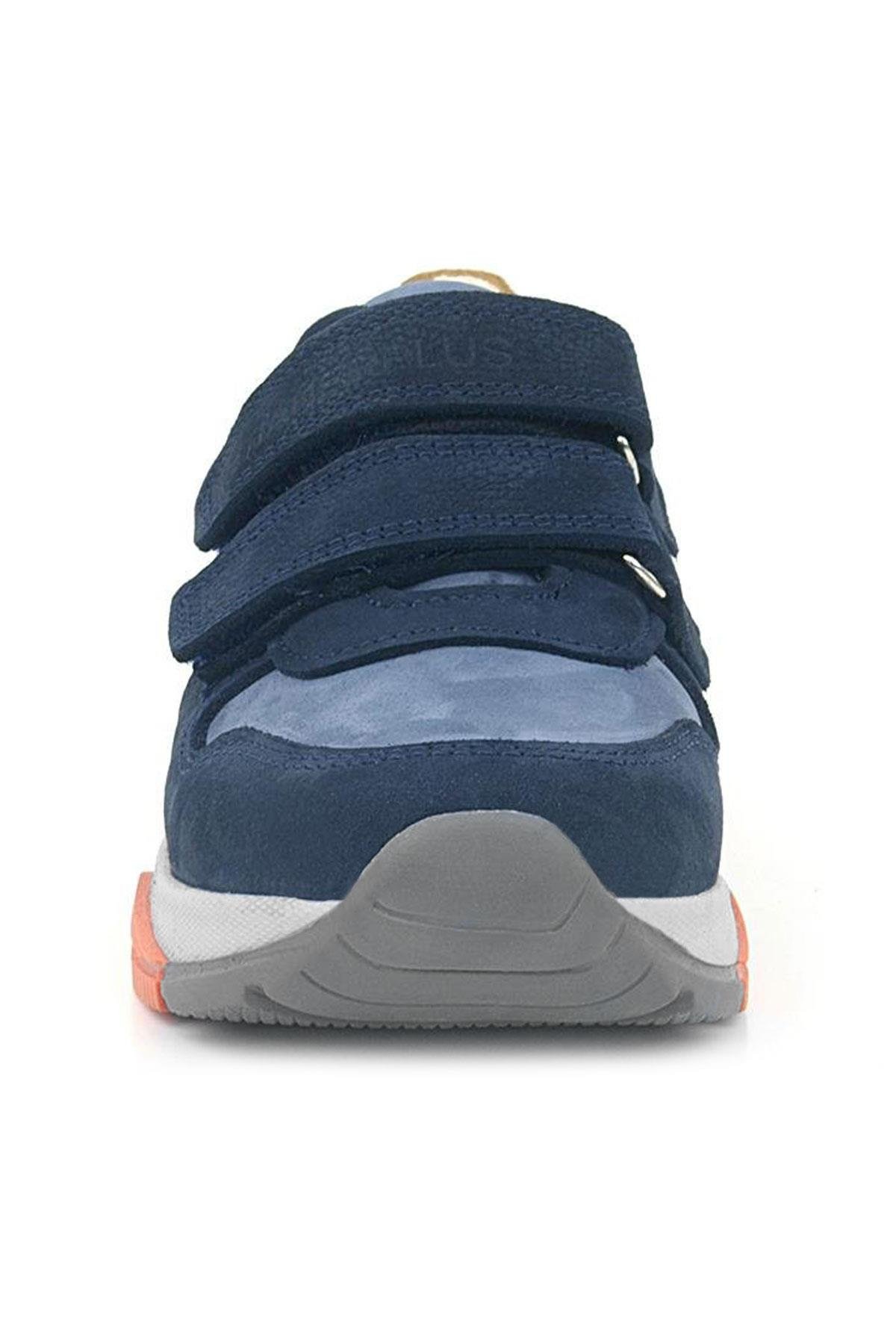 Rakerplus Genuine Leather Navy Blue Tan Color Kids Sneakers Sports Shoes 3880-LMTA.31