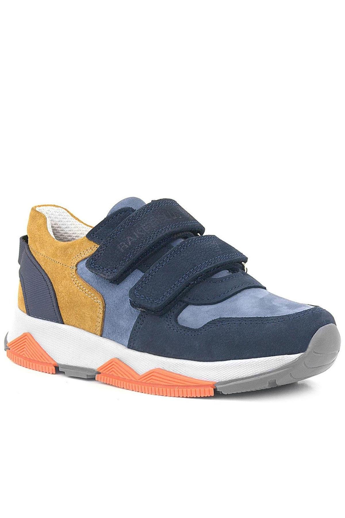 Rakerplus Genuine Leather Navy Blue Tan Color Kids Sneakers Sports Shoes 3880-LMTA.31