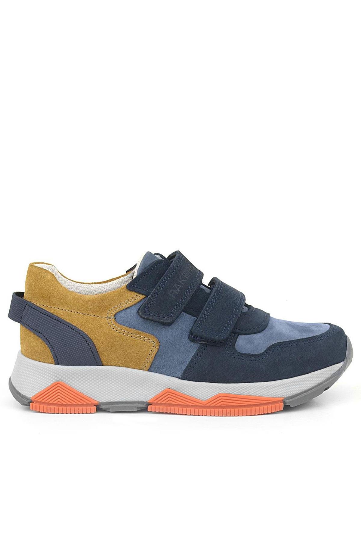 Rakerplus Genuine Leather Navy Blue Tan Color Kids Sneakers Sports Shoes 3880-LMTA.31