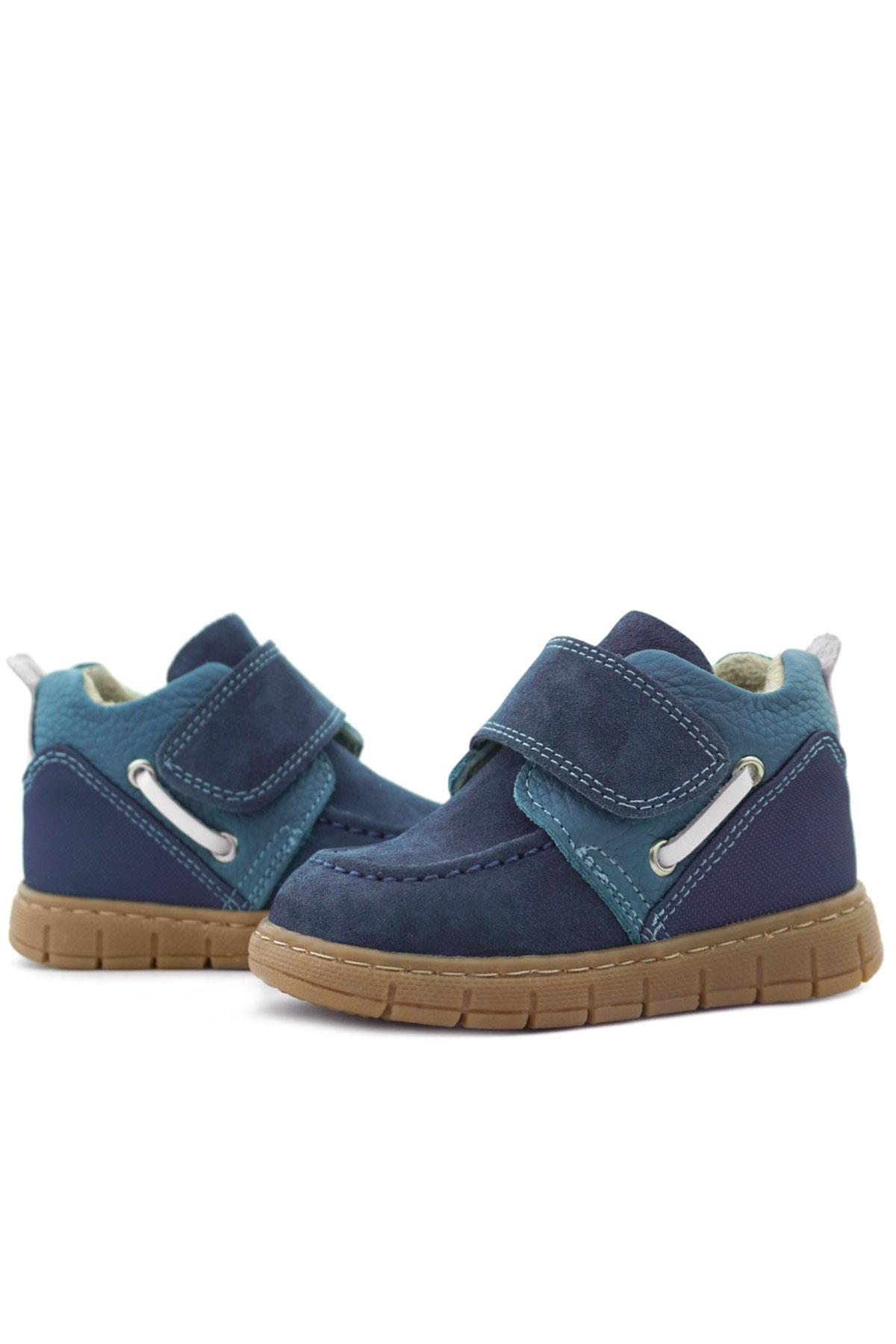 Rakerplus Hakiki Deri Mavi Cırt Cırtlı Bebek Bot R940-MA.25