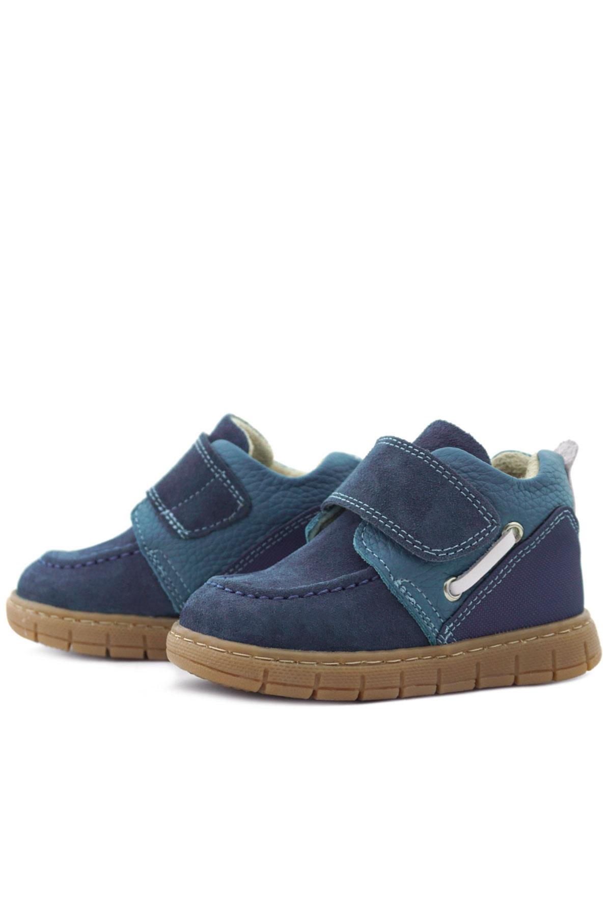 Rakerplus Hakiki Deri Mavi Cırt Cırtlı Bebek Bot R940-MA.25