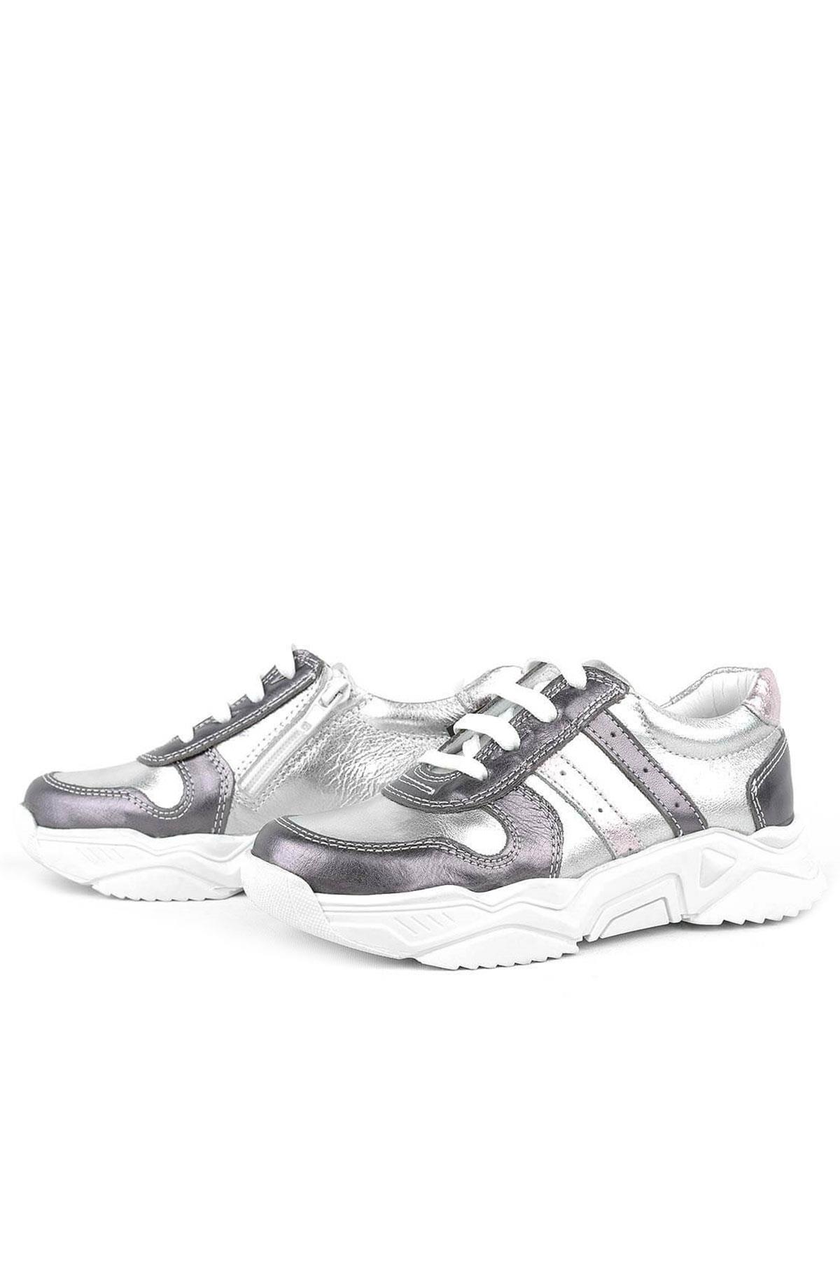 Rakerplus Hakiki Deri Platin Pembe Kalın Taban Kız Çocuk Sneakers Ayakkabı 3730-PLG.26