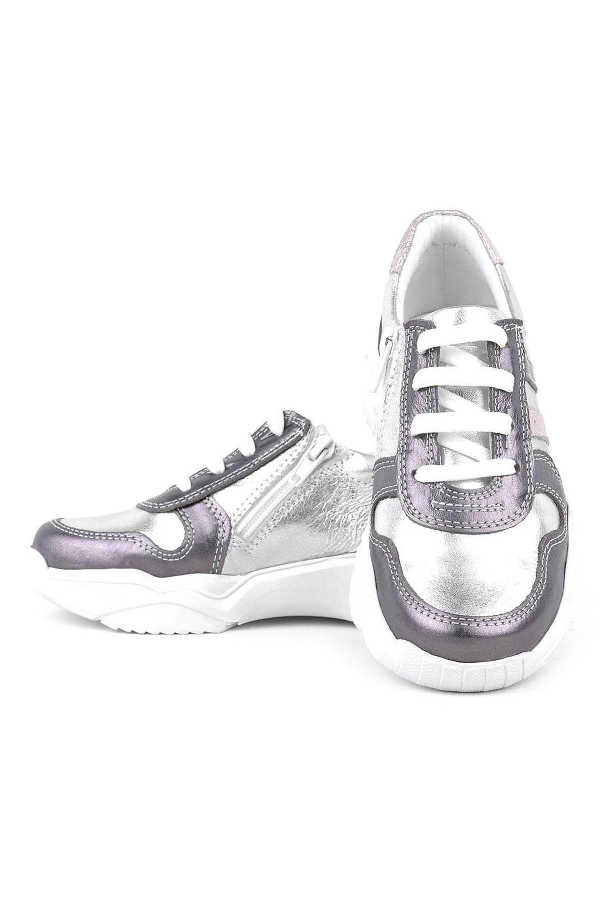 Rakerplus Hakiki Deri Platin Pembe Kalın Taban Kız Çocuk Sneakers Ayakkabı 3730-PLG.26