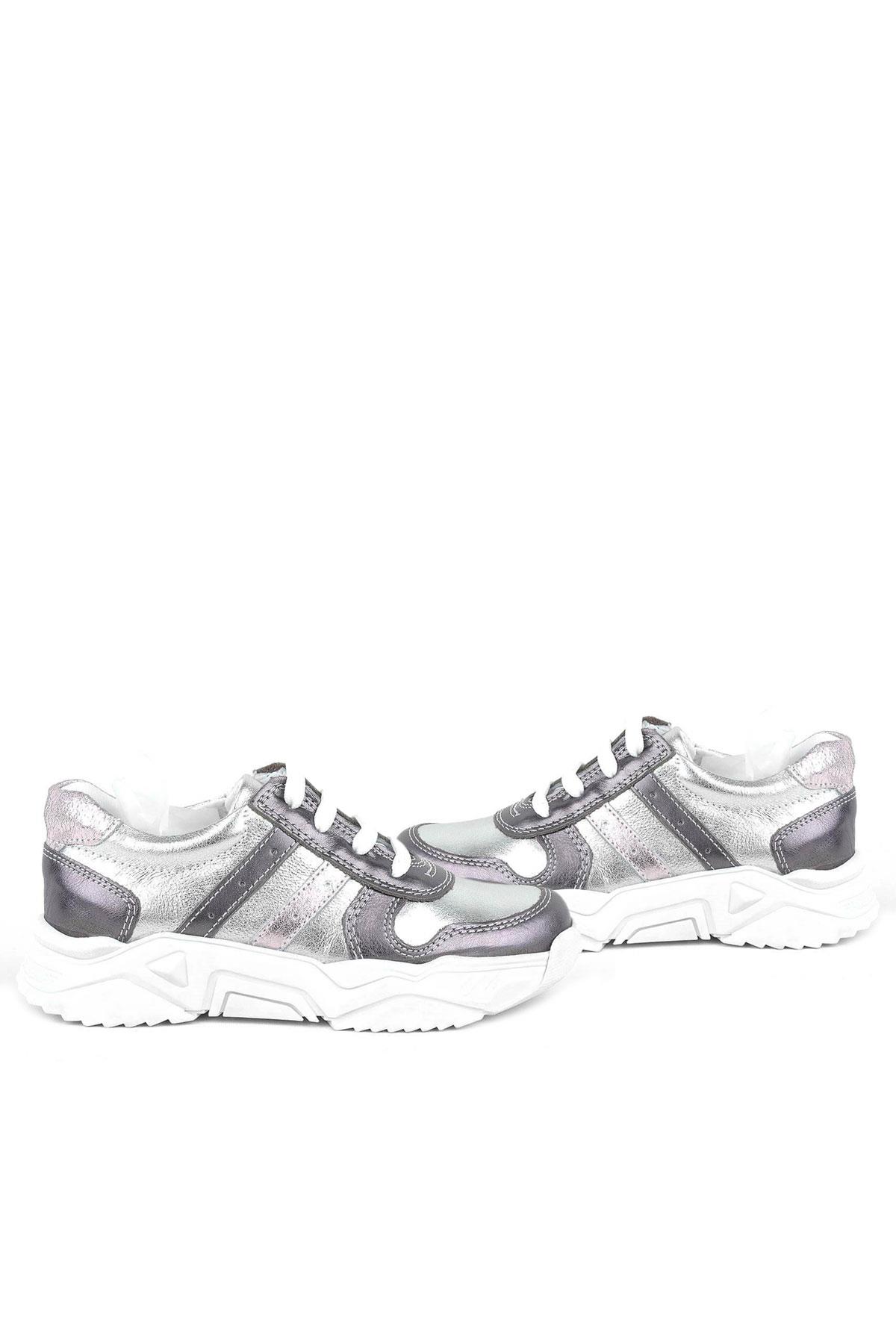 Rakerplus Hakiki Deri Platin Pembe Kalın Taban Kız Çocuk Sneakers Ayakkabı 3730-PLG.26