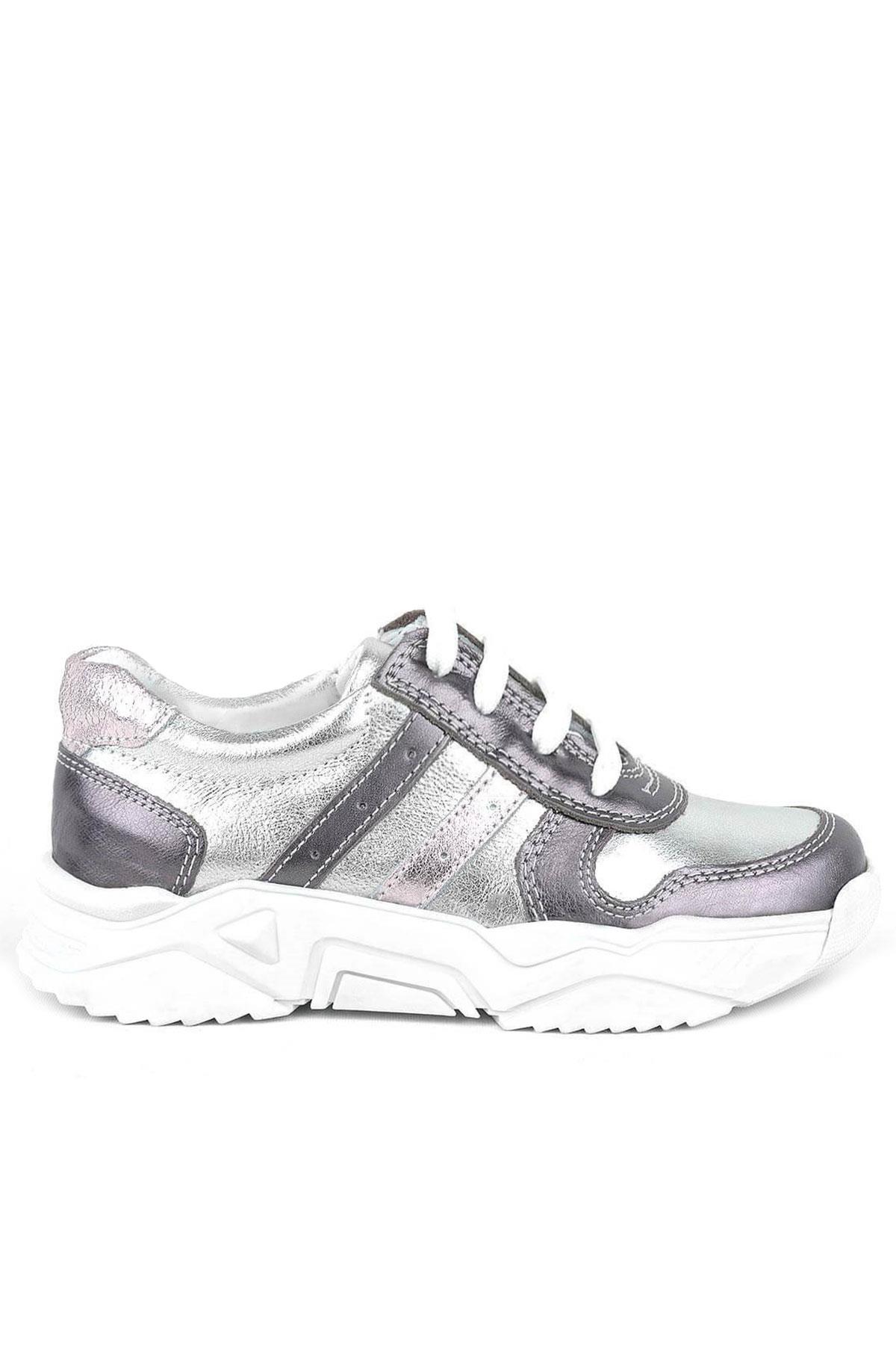 Rakerplus Hakiki Deri Platin Pembe Kalın Taban Kız Çocuk Sneakers Ayakkabı 3730-PLG.26