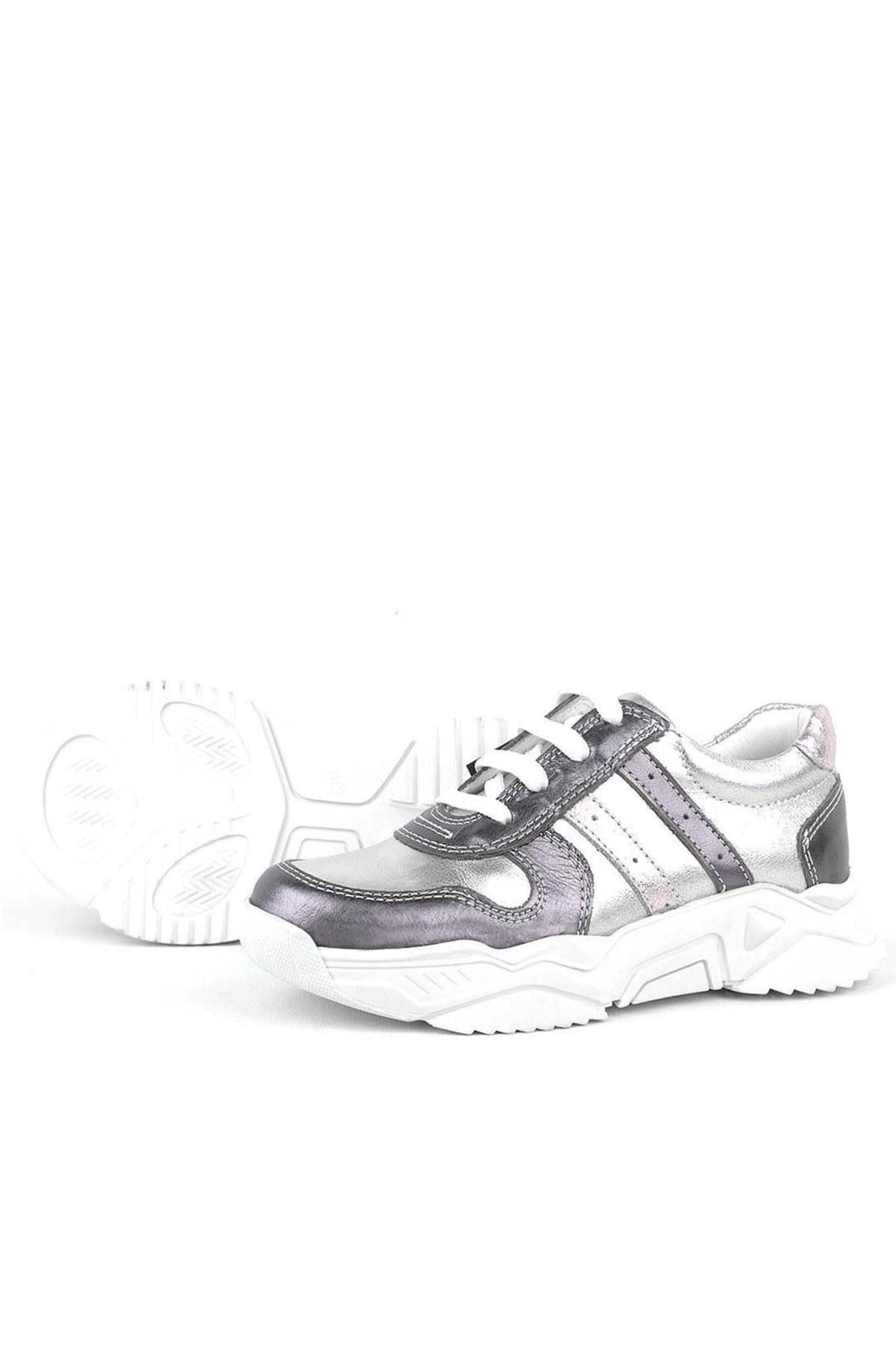 Rakerplus Hakiki Deri Platin Pembe Kalın Taban Kız Çocuk Sneakers Ayakkabı 3730-PLG.26
